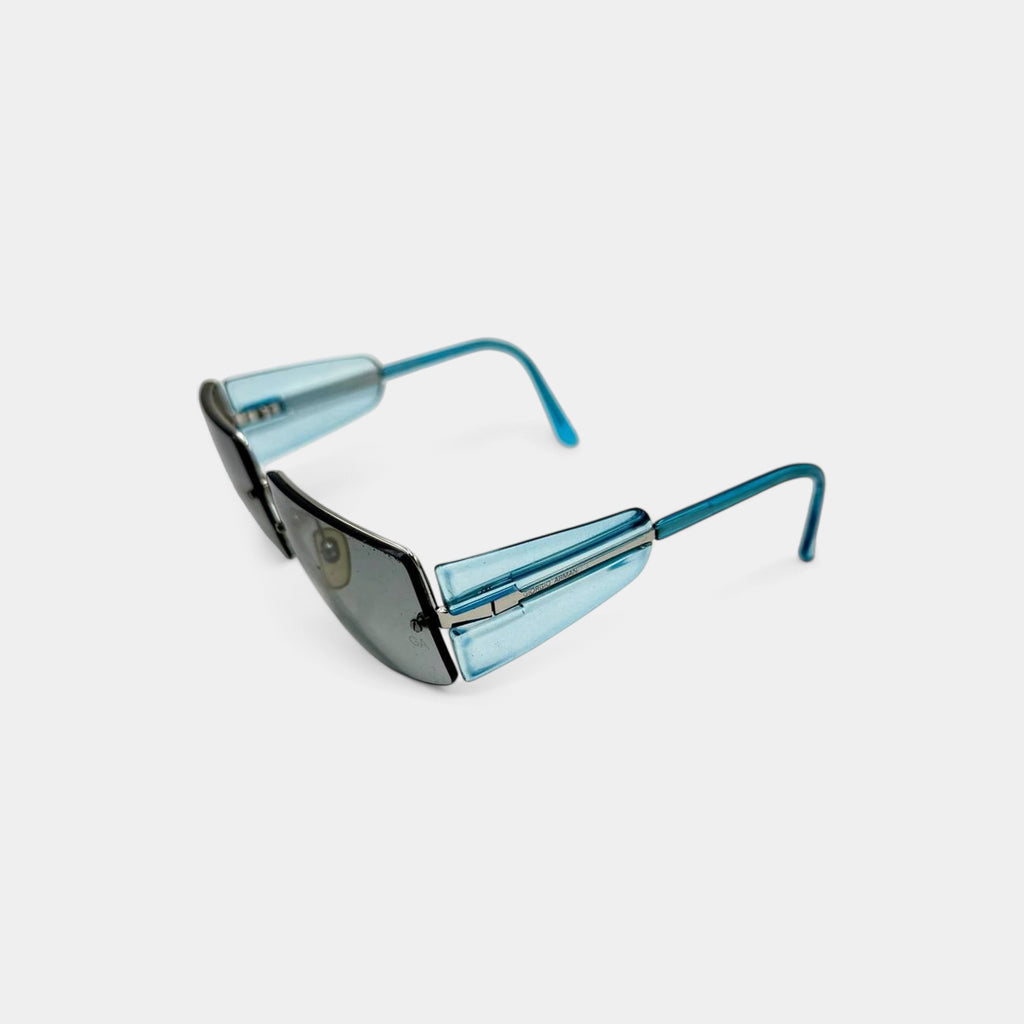 Giorgio Armani 2000s Blue Rimless Rectangular Sunglasses