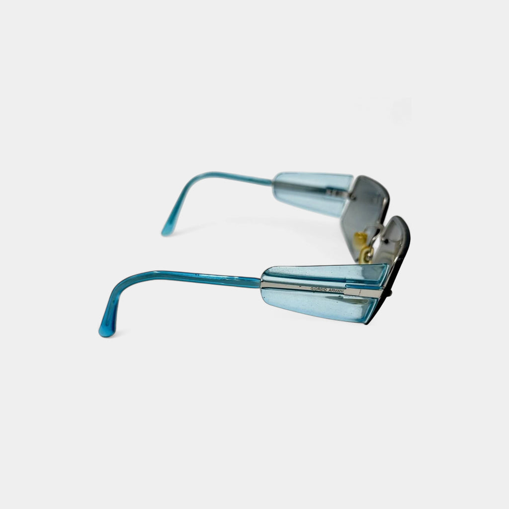 Giorgio Armani 2000s Blue Rimless Rectangular Sunglasses