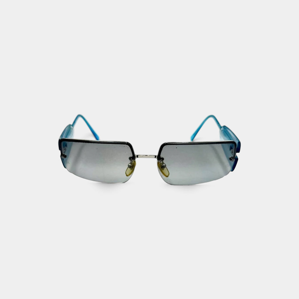 Giorgio Armani 2000s Blue Rimless Rectangular Sunglasses