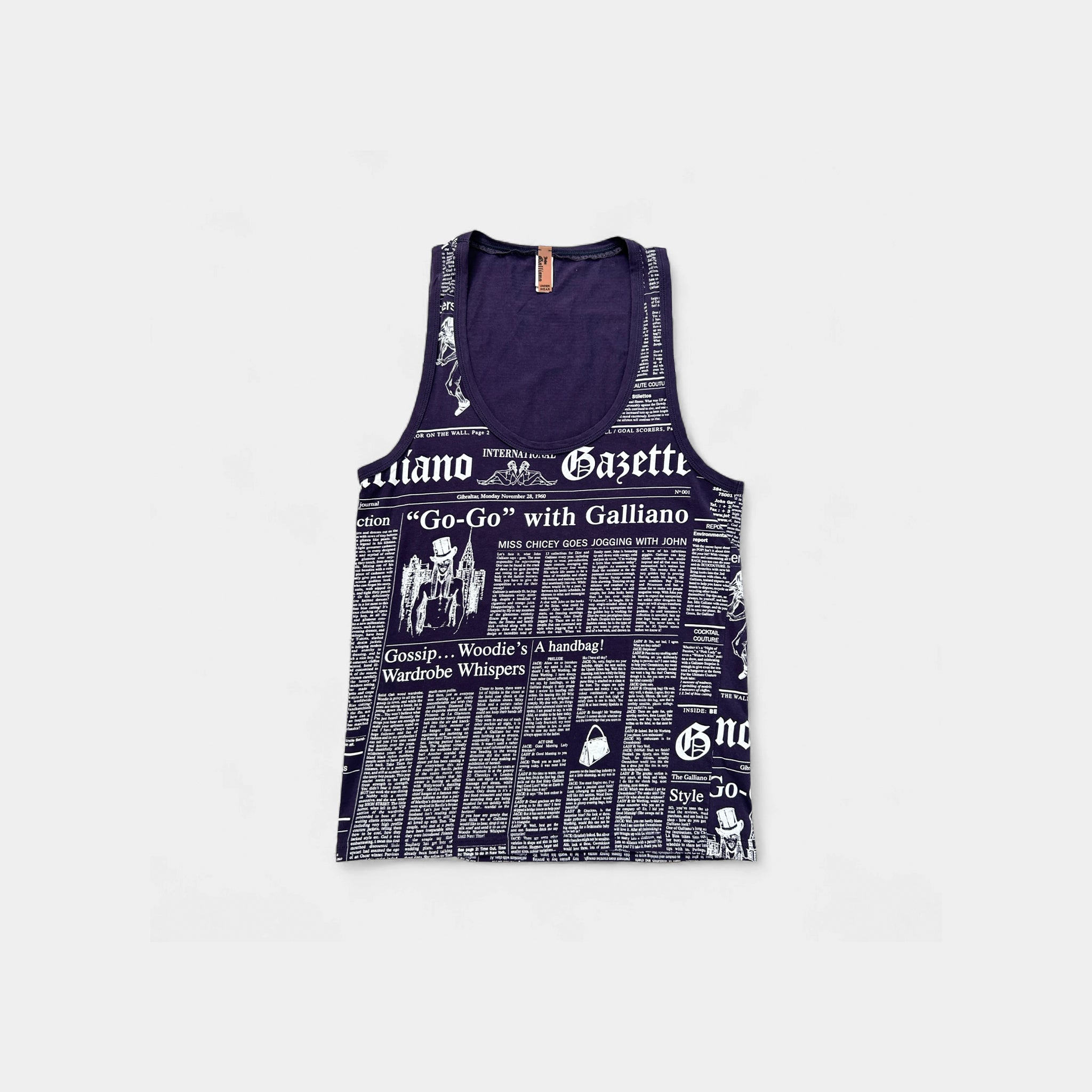 Galliano Graphic Newspaper Tank Top