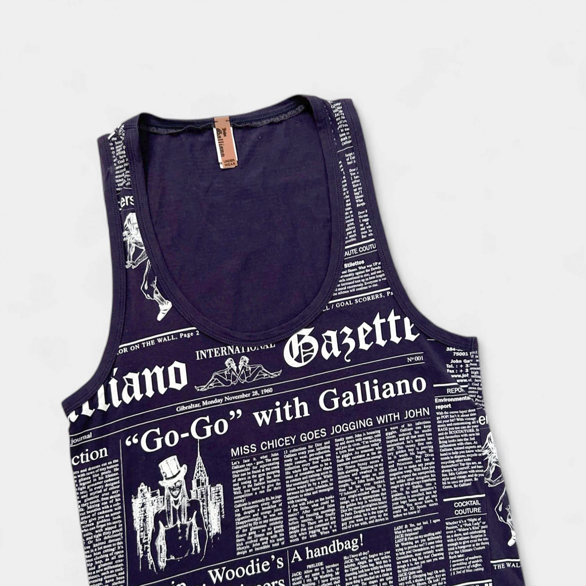 Galliano Graphic Newspaper Tank Top