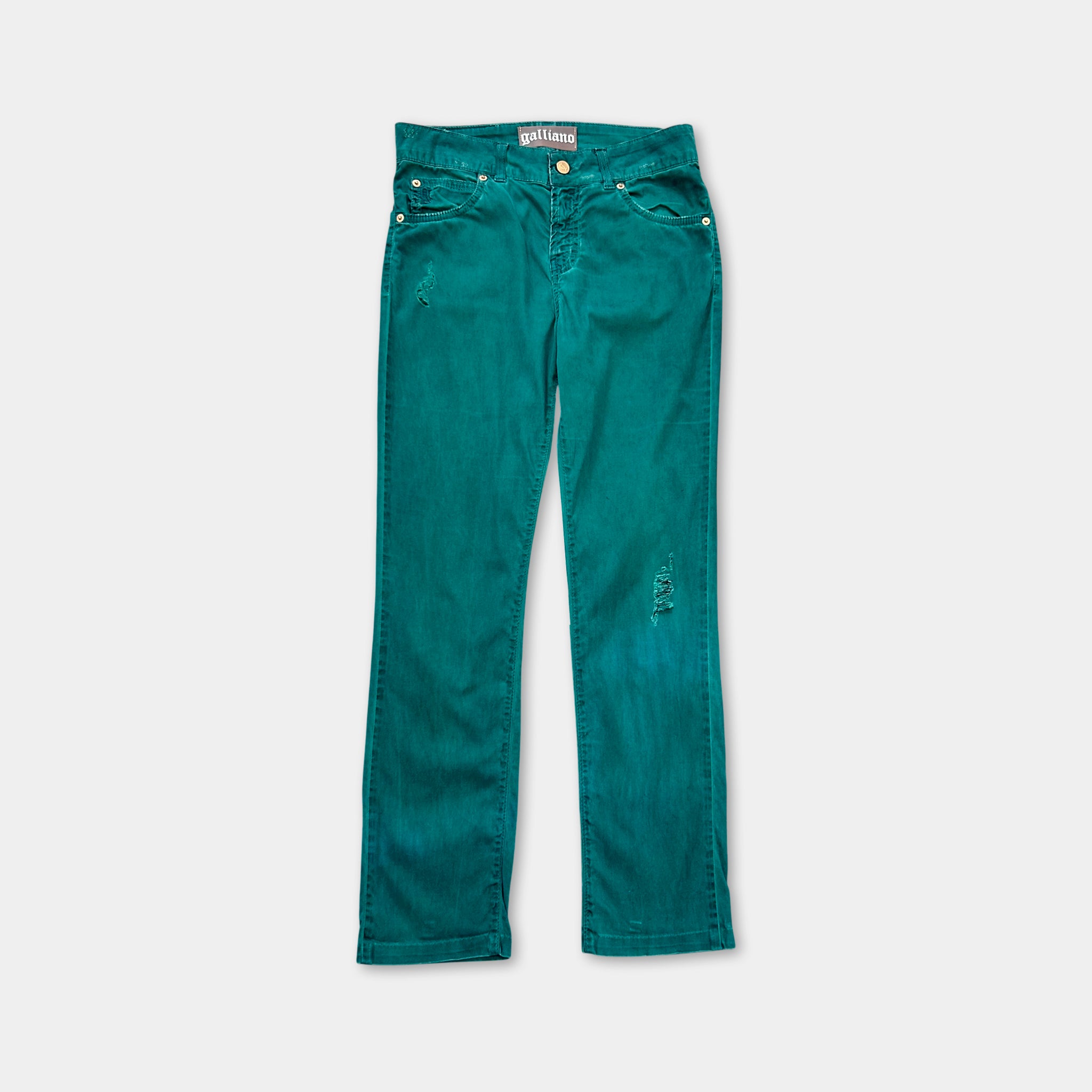 Galliano 2000s Distressed Turquoise Jeans