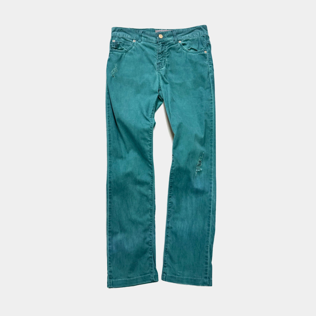 Galliano 2000s Distressed Turquoise Jeans