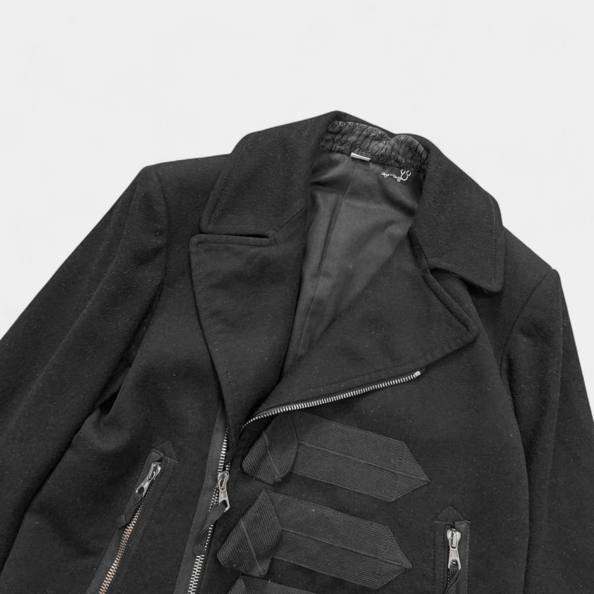 Galliano Black Wool Asymmetric Hussar Military Biker Jacket