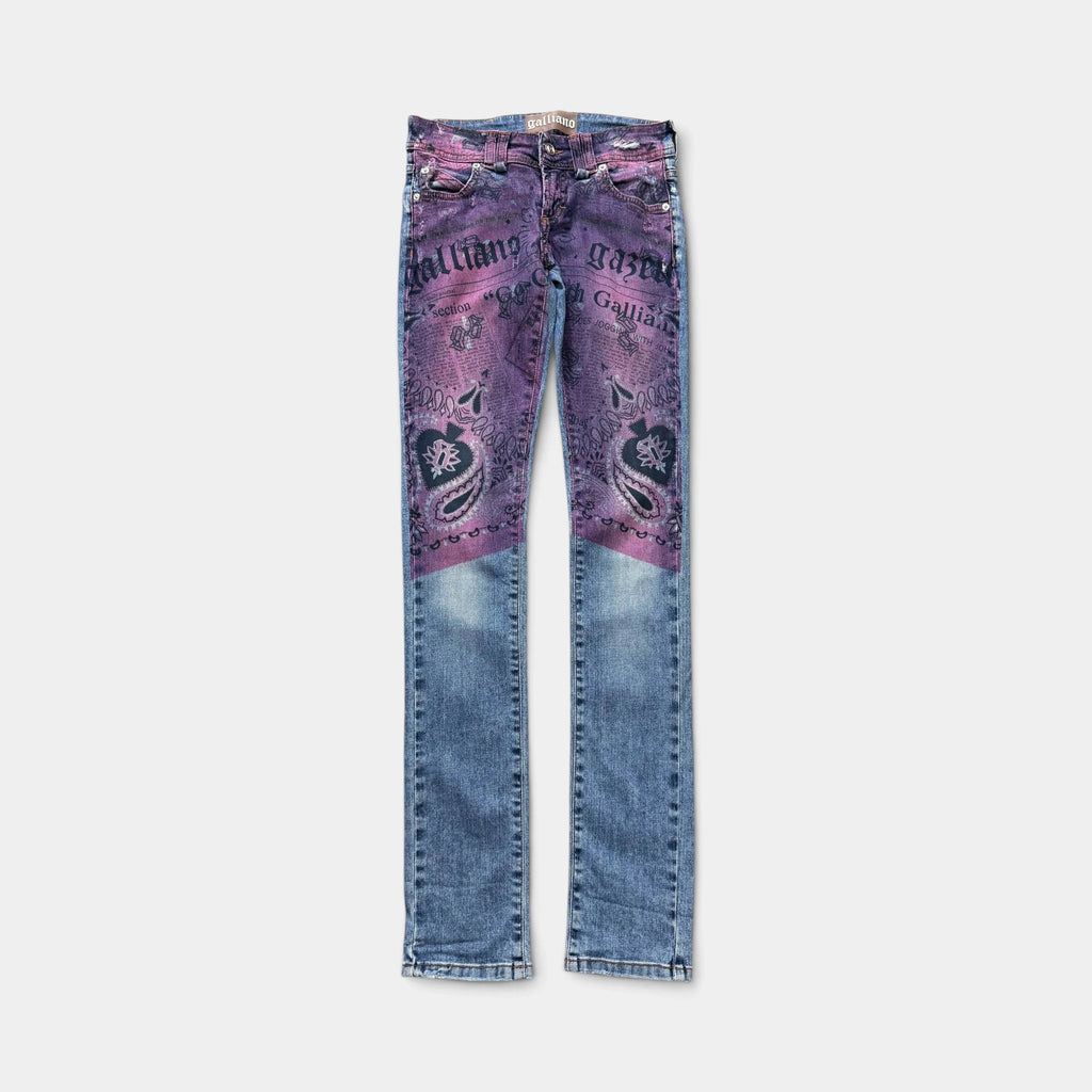 Galliano Newspaper Bandana Print Skinny Jeans