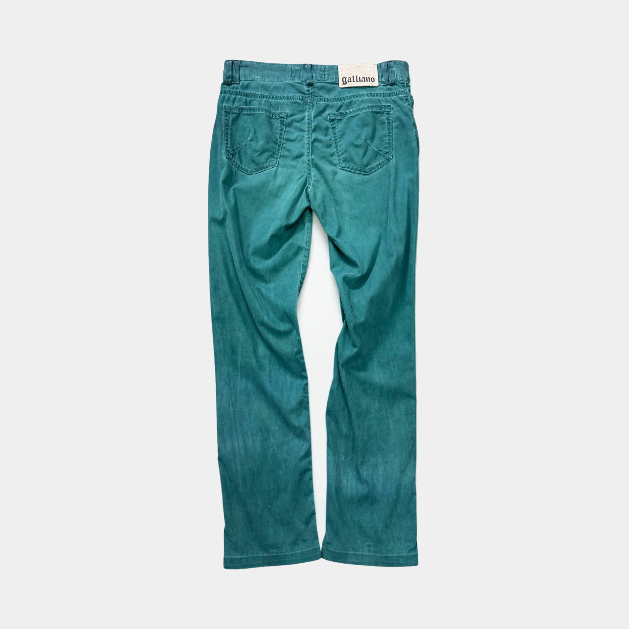 Galliano 2000s Distressed Turquoise Jeans