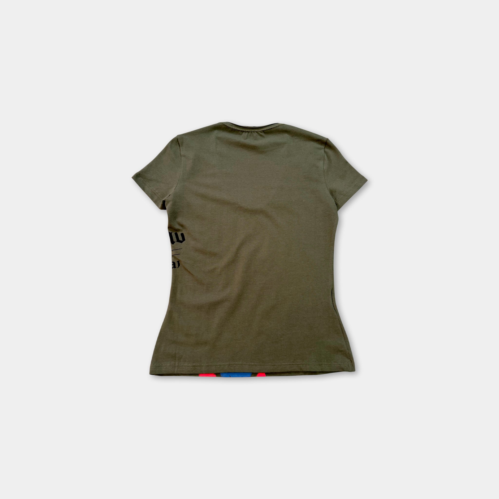 Galliano Olive Green Union Jack "UK" Newspaper Print T-Shirt