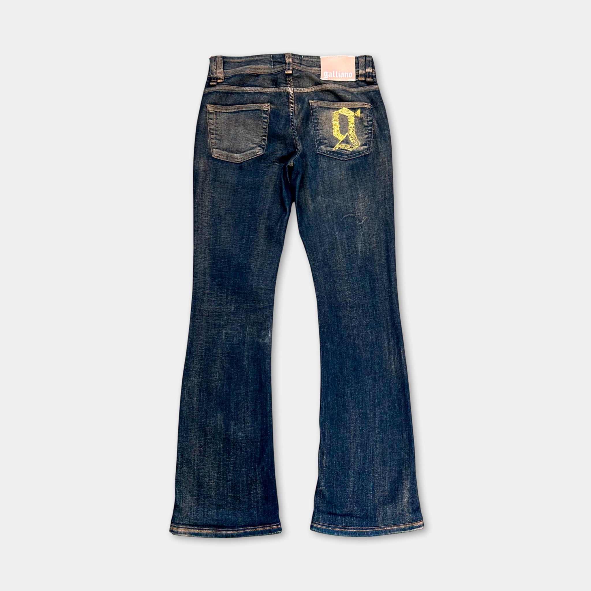 Galliano Gold Metallic Dark Blue Jeans