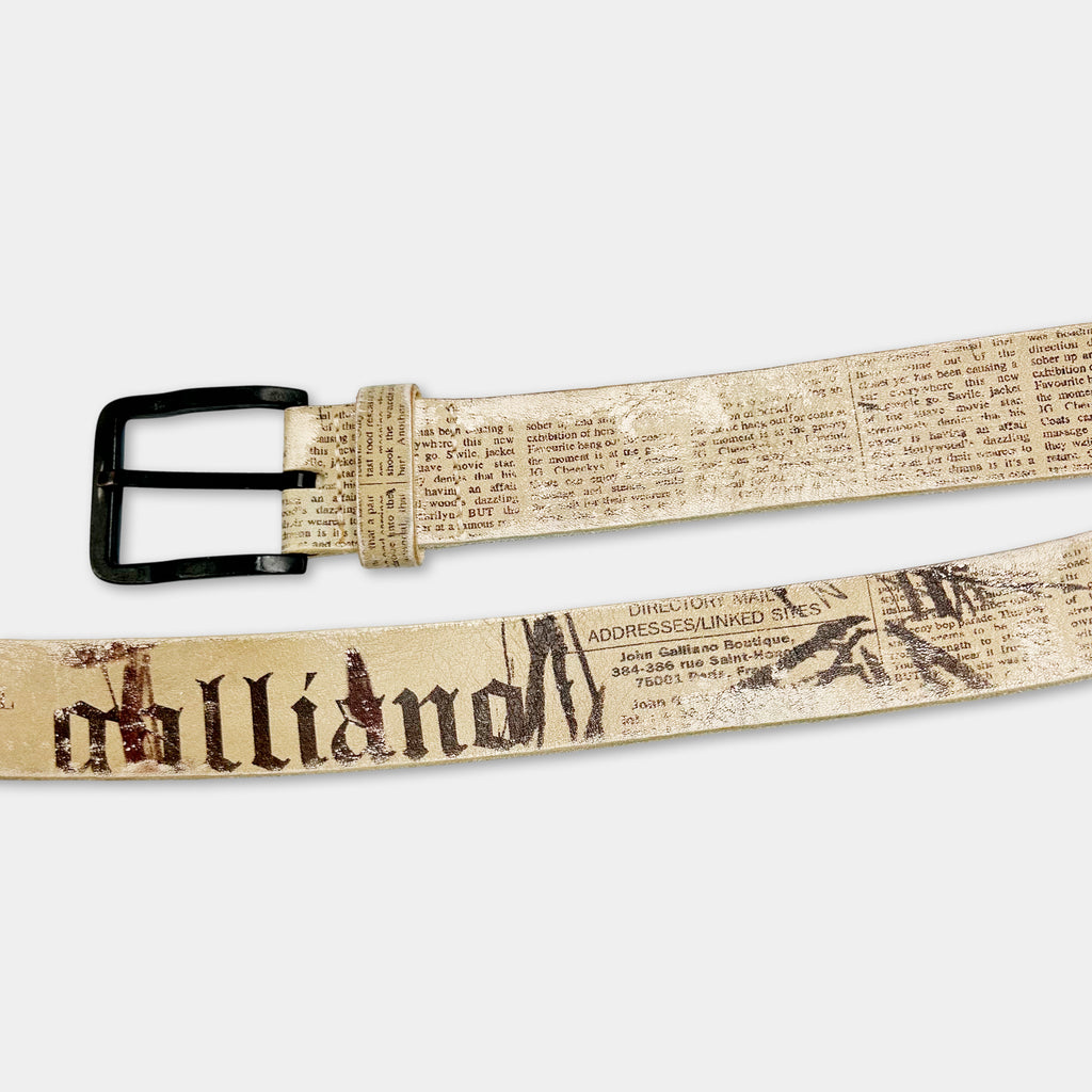 Galliano Vintage White Graphic Belt