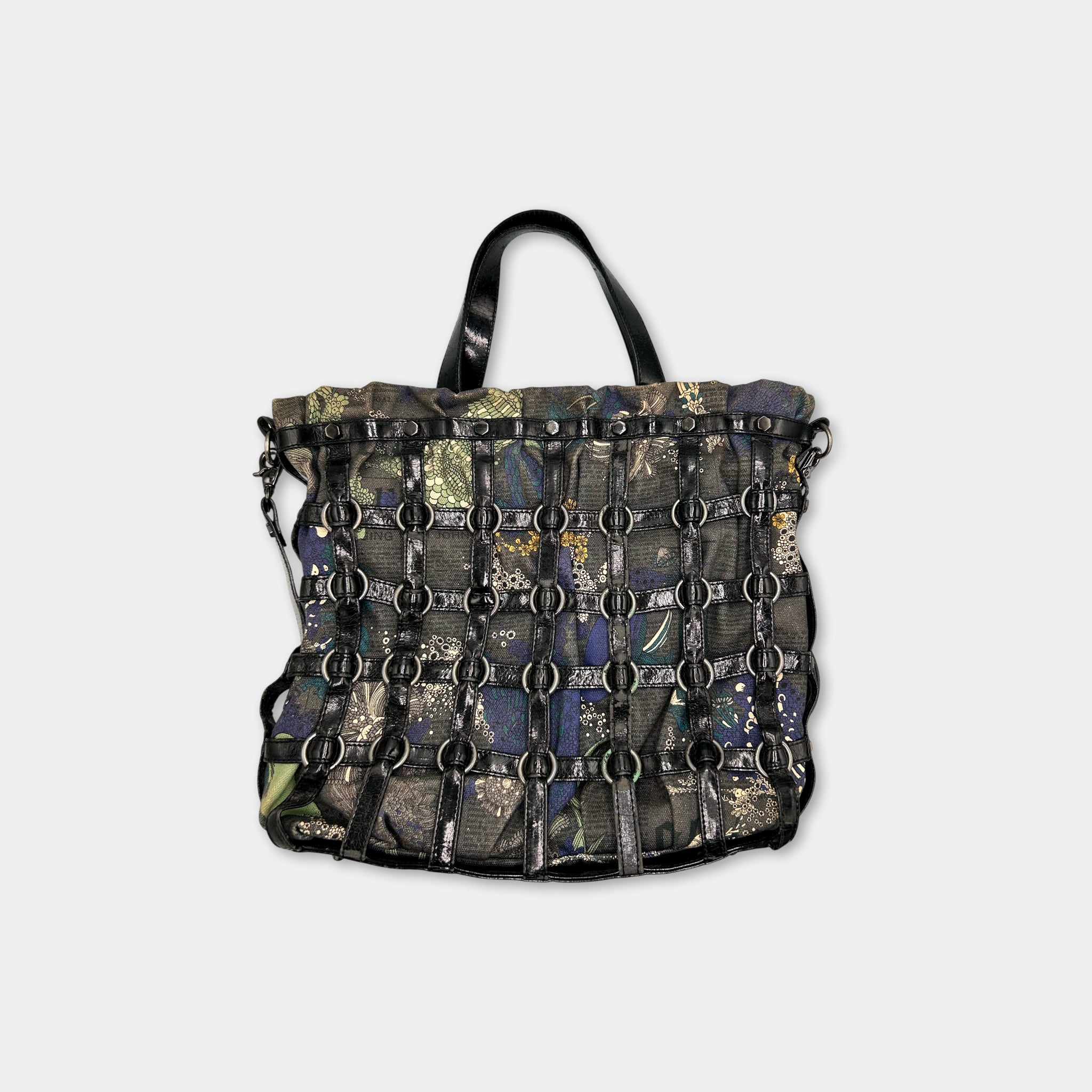 Galliano Floral Pattern Brown Crossbody Bag