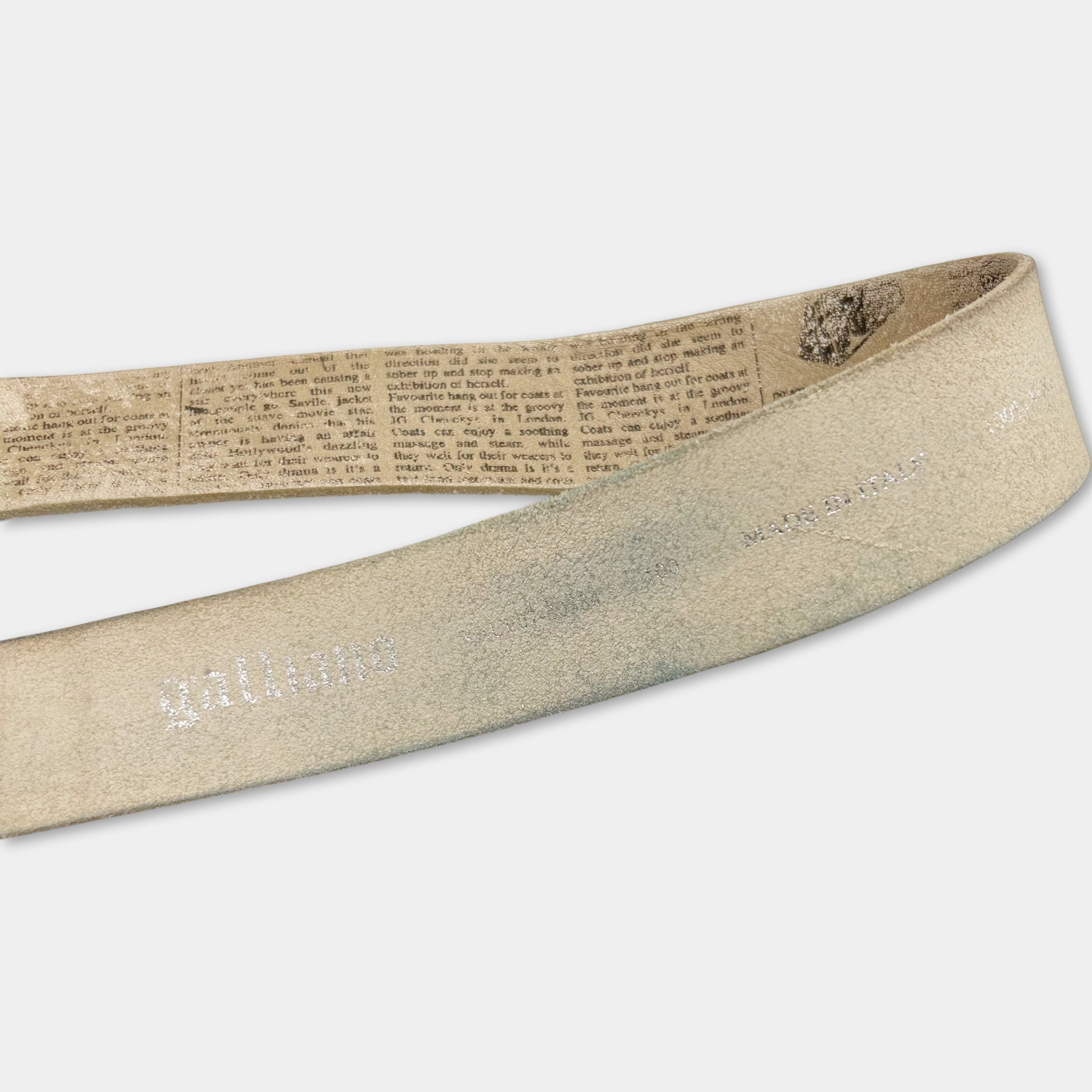 Galliano Vintage White Graphic Belt