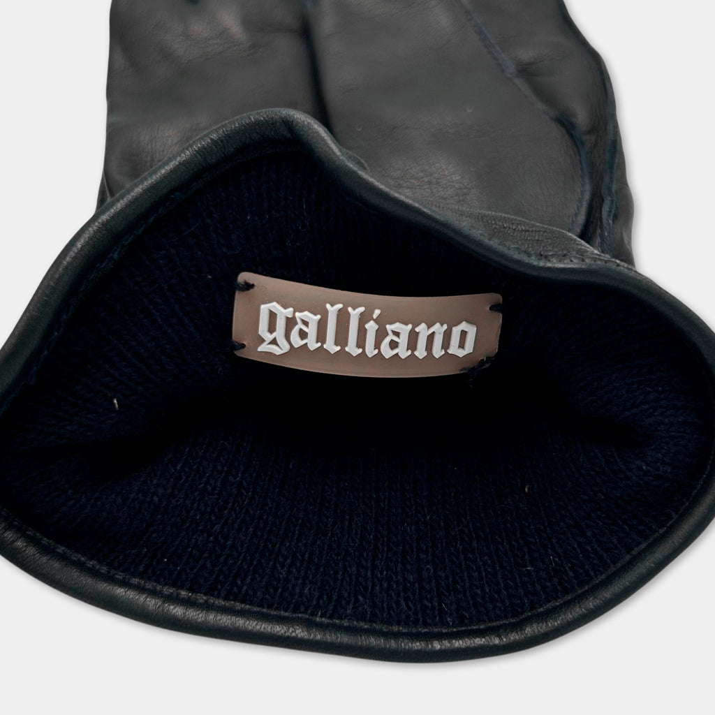 Galliano Black Leather Gloves