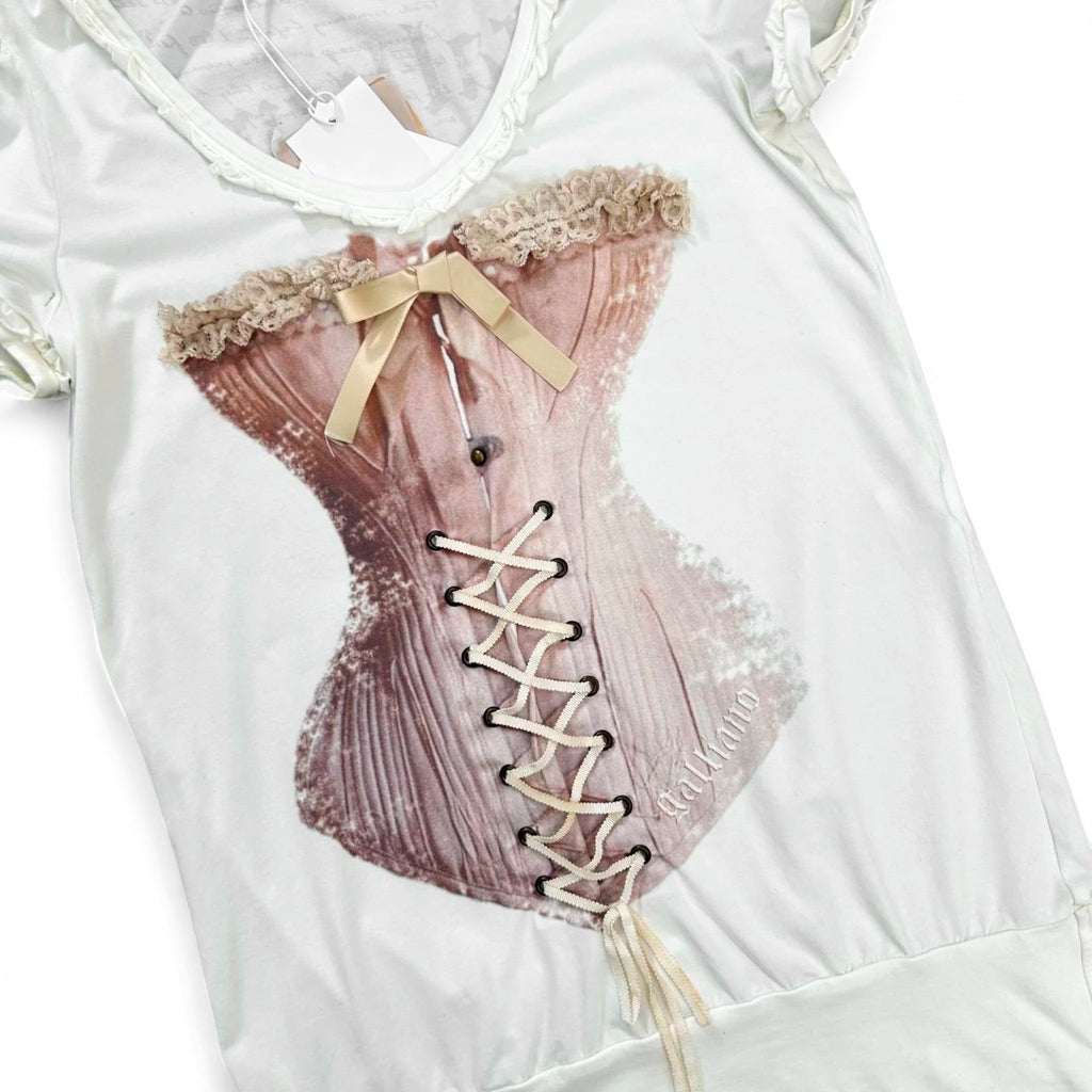 Galliano 2000's Fantasy Corset Printed T-Shirt
