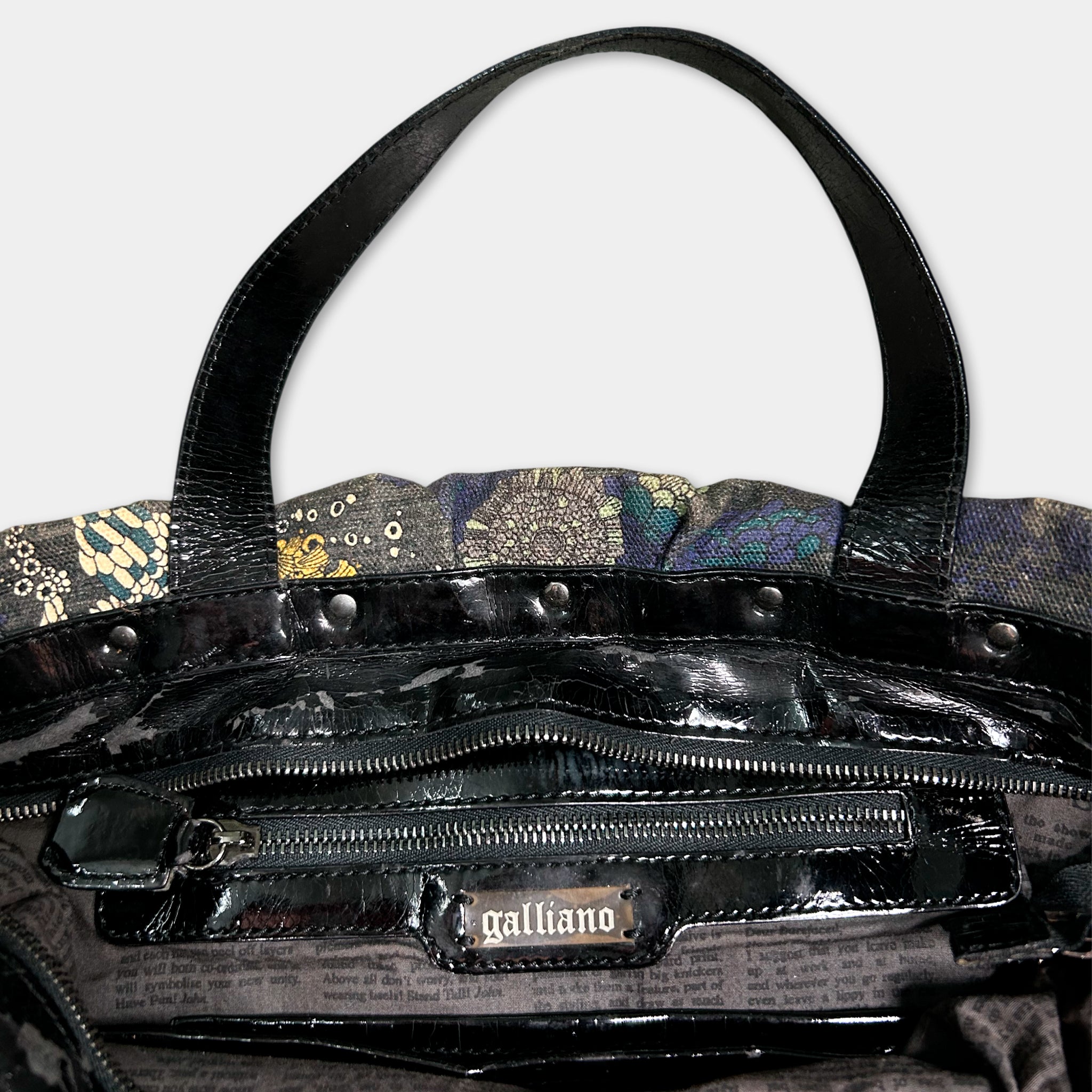 Galliano Floral Pattern Brown Crossbody Bag