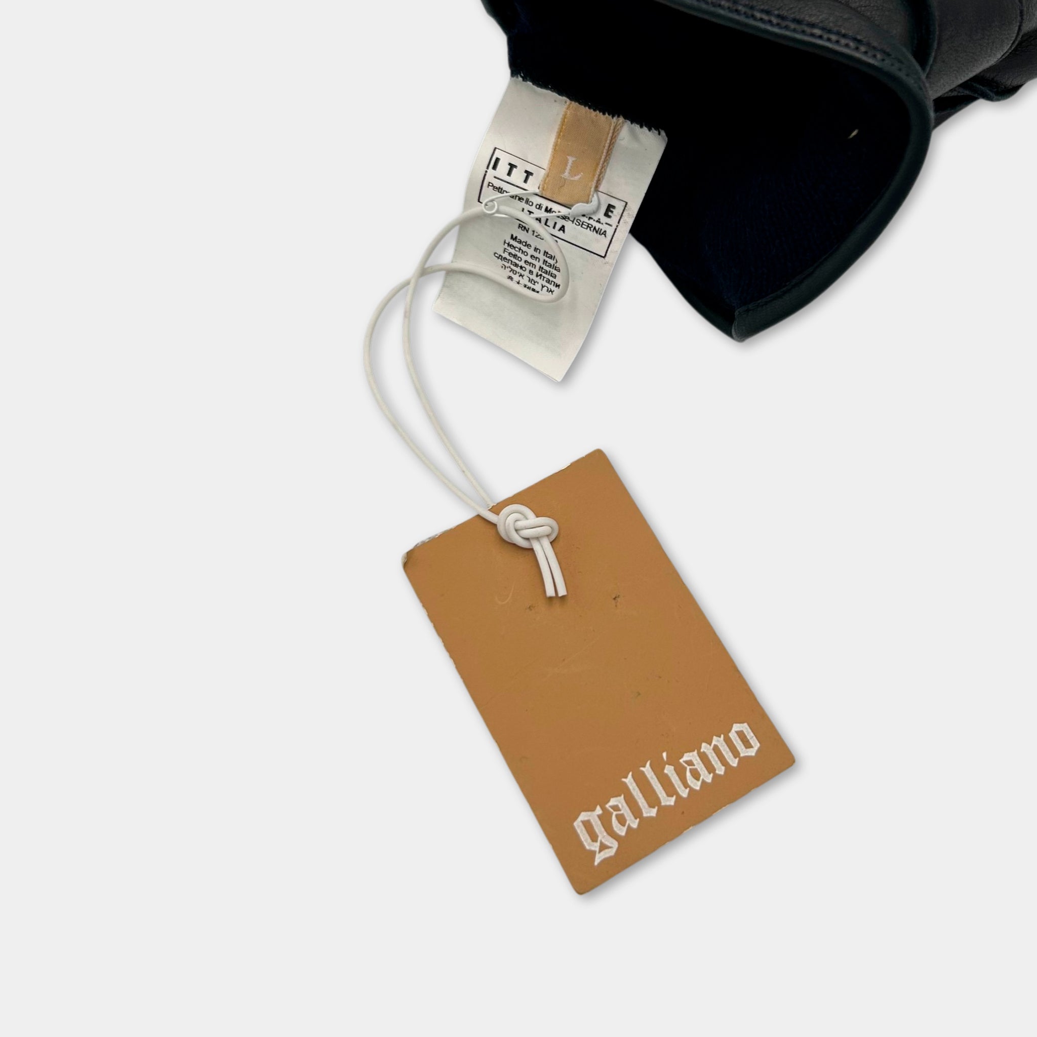 Galliano Black Leather Gloves