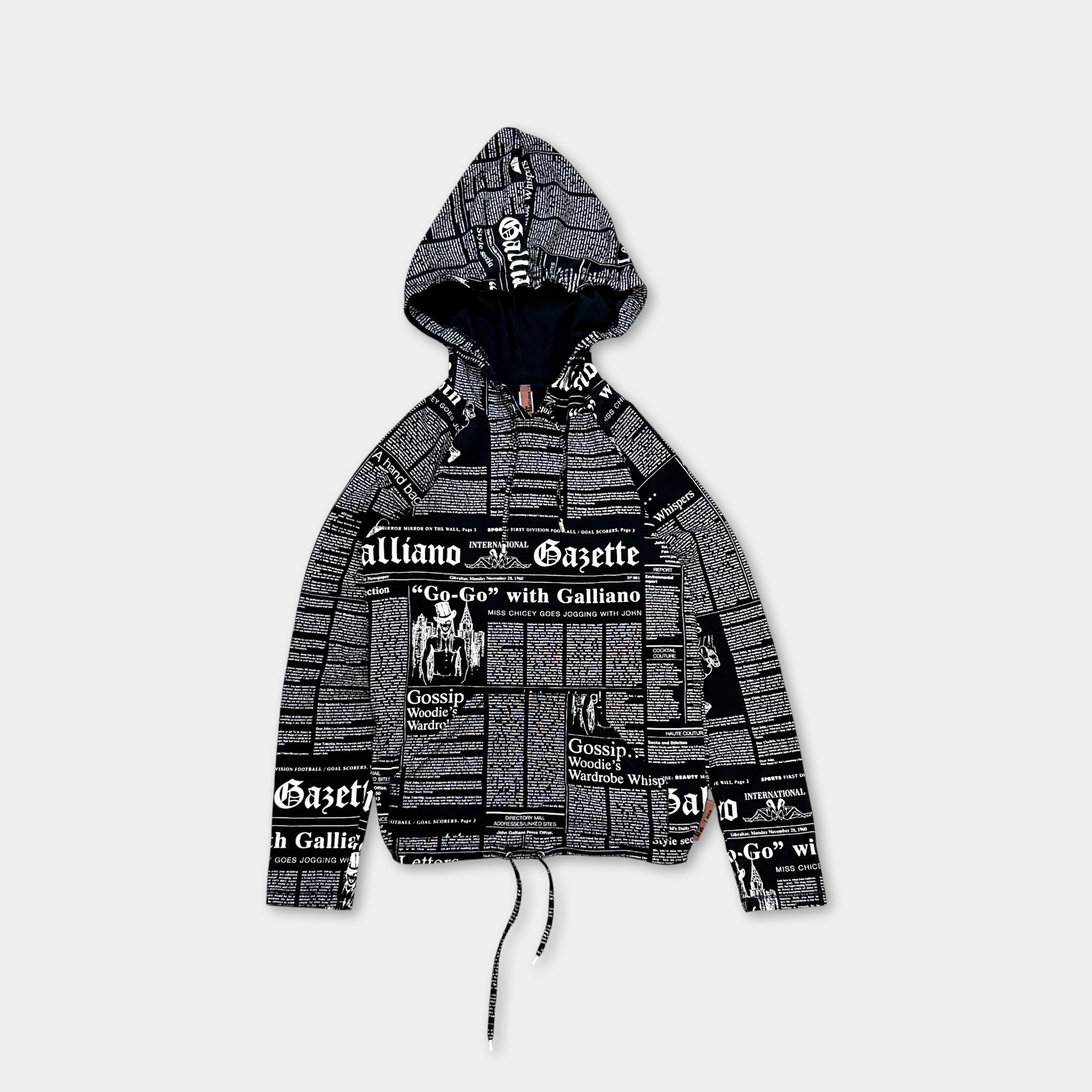 Galliano 2000's Newspaper Black Hoodie