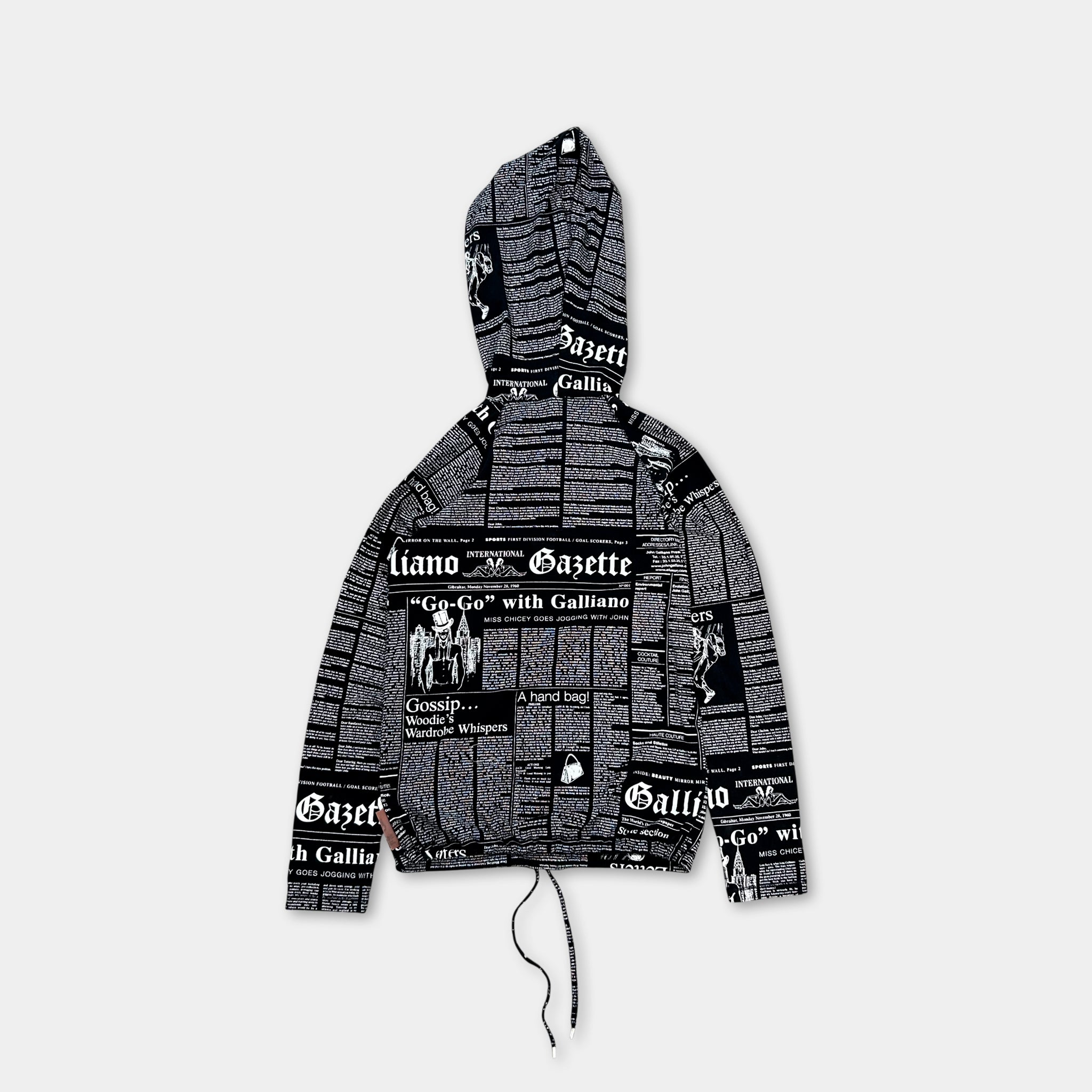 Galliano 2000's Newspaper Black Hoodie