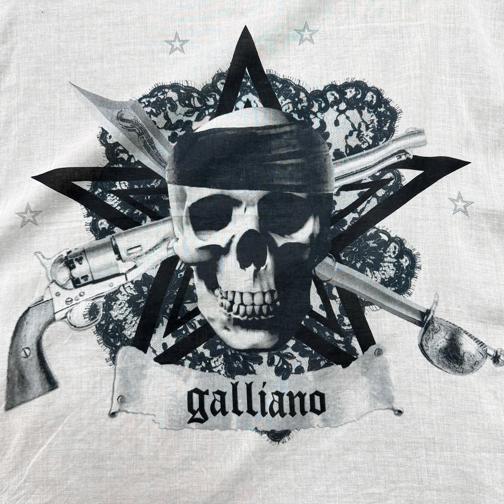 Galliano Pirate Skull Graphic Cotton Bandana Scarf
