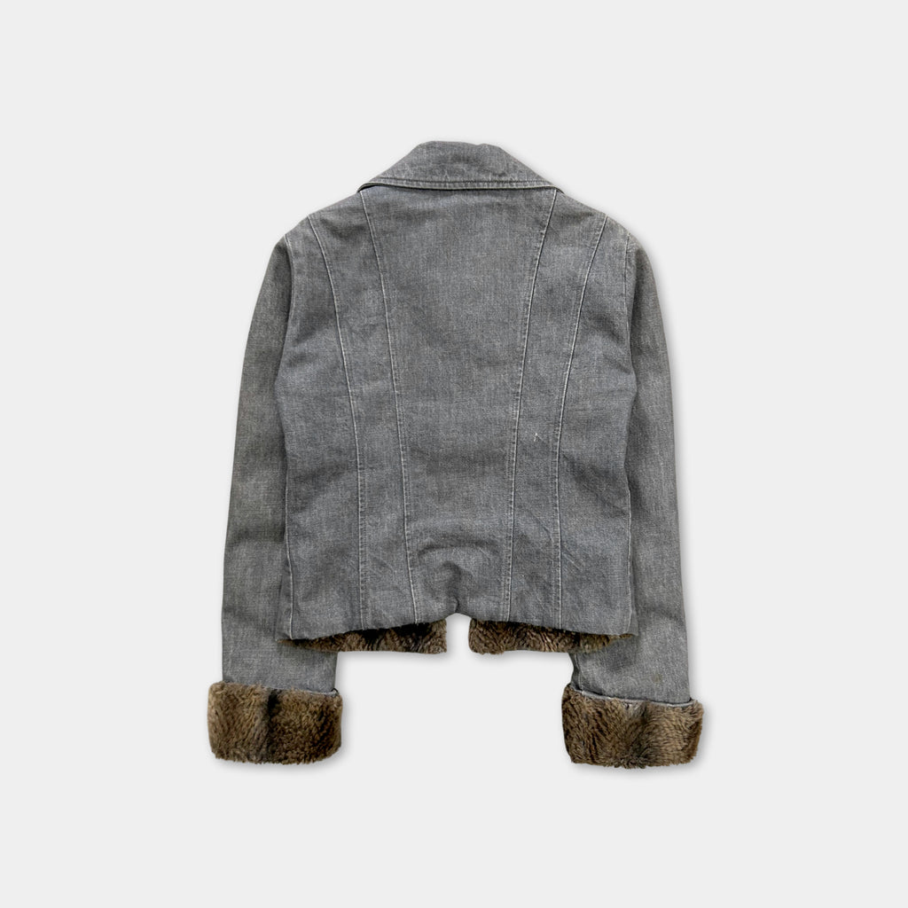 Gianfranco Ferré 2000s Fur Grey Denim Jacket