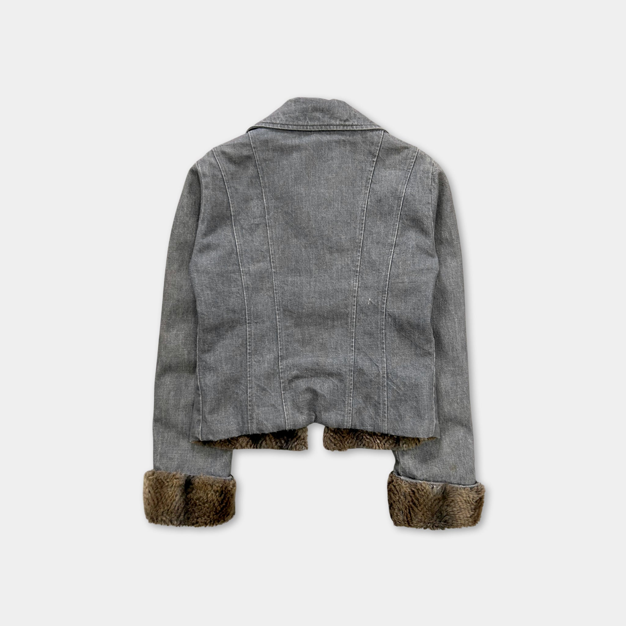 Gianfranco Ferré 2000s Fur Grey Denim Jacket