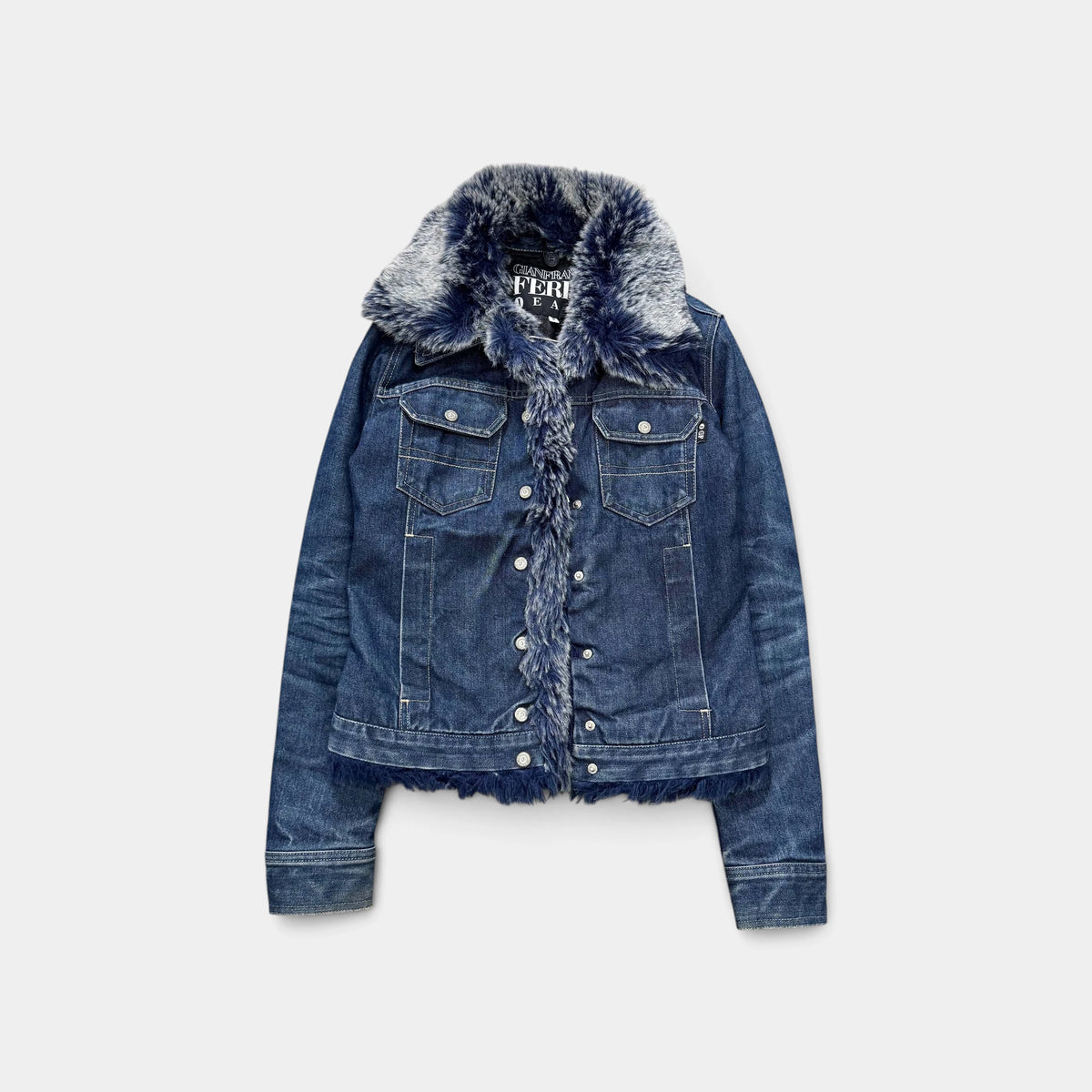 Gianfranco Ferré 90s Denim Jacket with Fur Lining