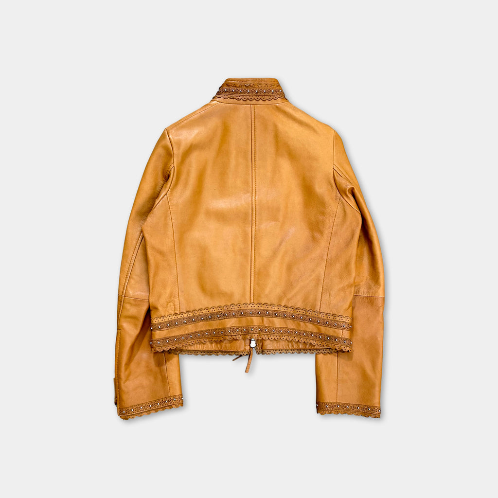 Gianfranco Ferré Western Style Brown Leather Jacket