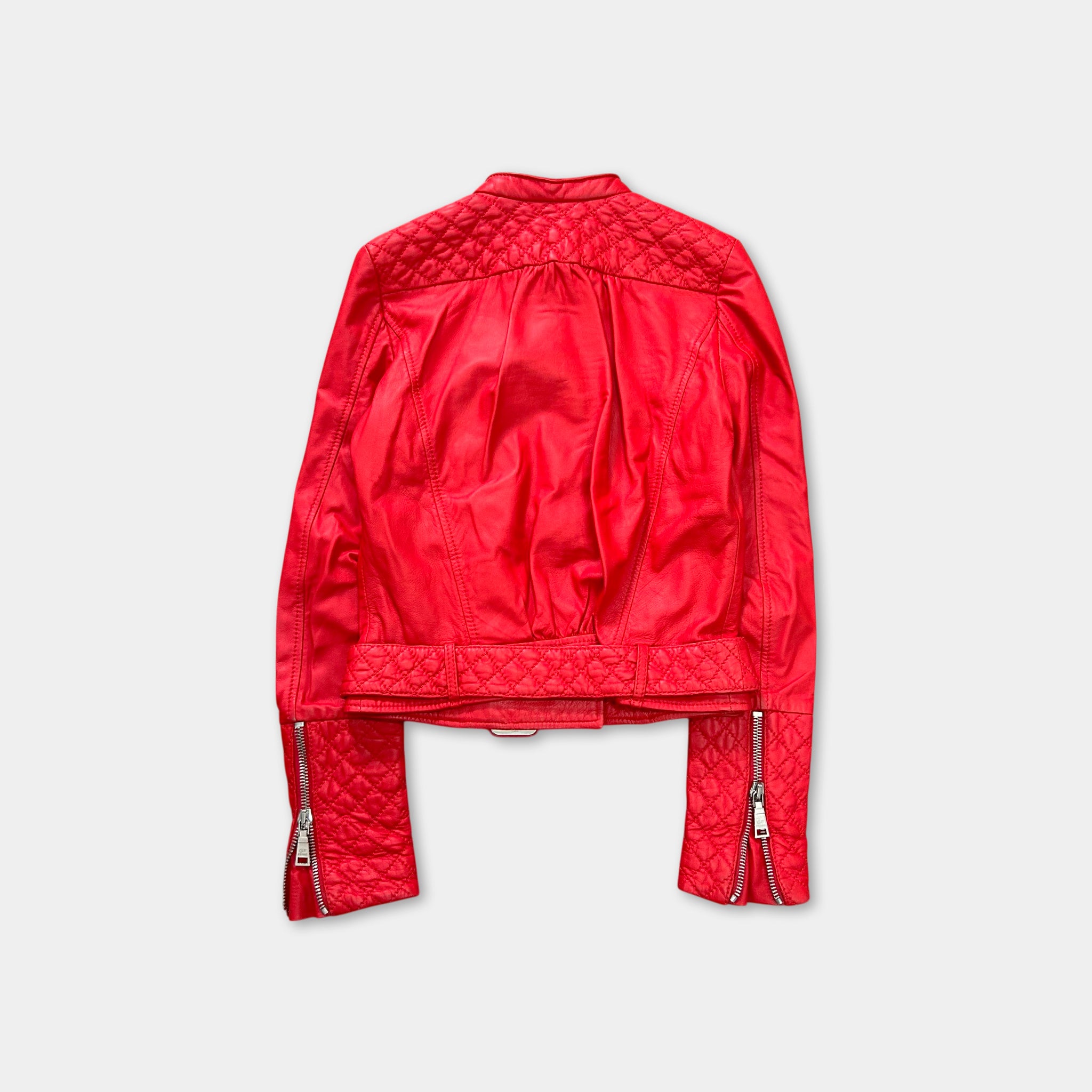 Gianfranco Ferré 1990s Quilted Red Leather Biker Jacket