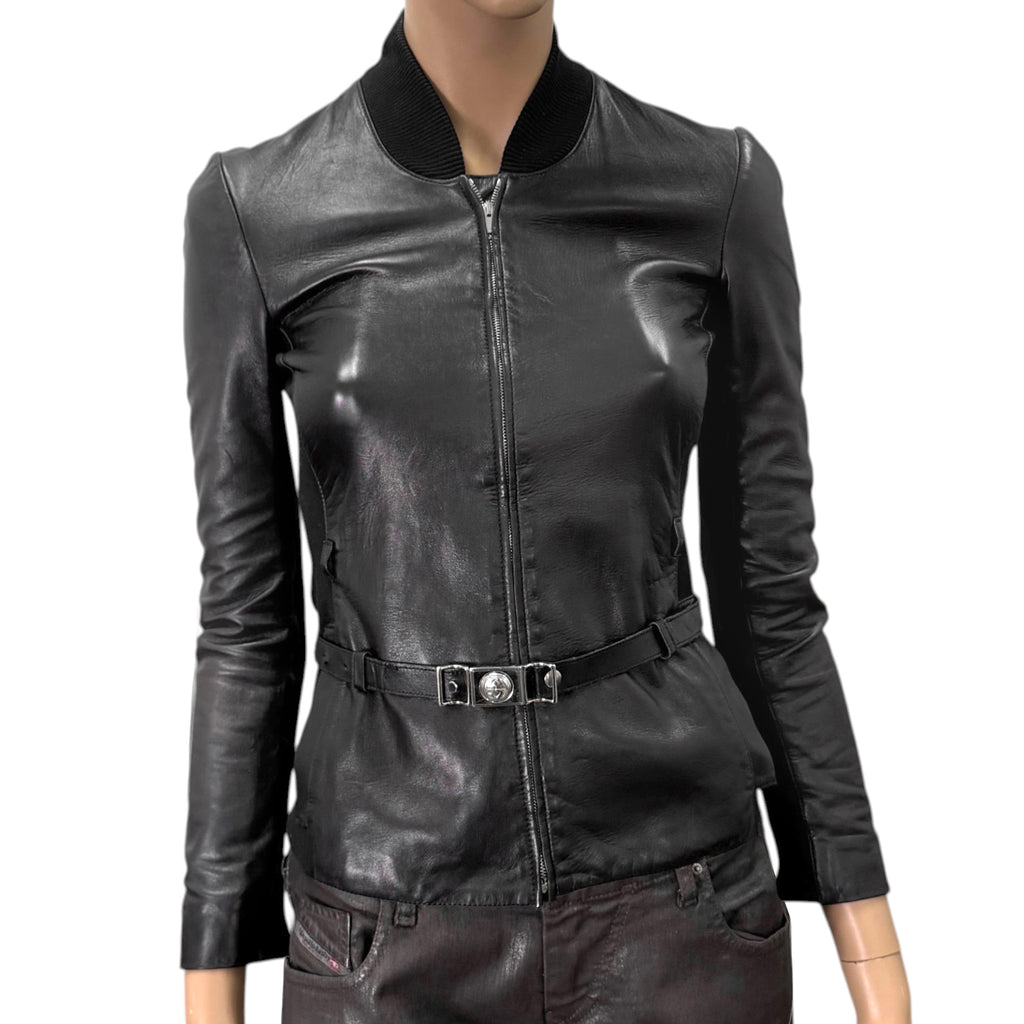 Gucci 2014 Frida Giannini Belted Leather Jacket