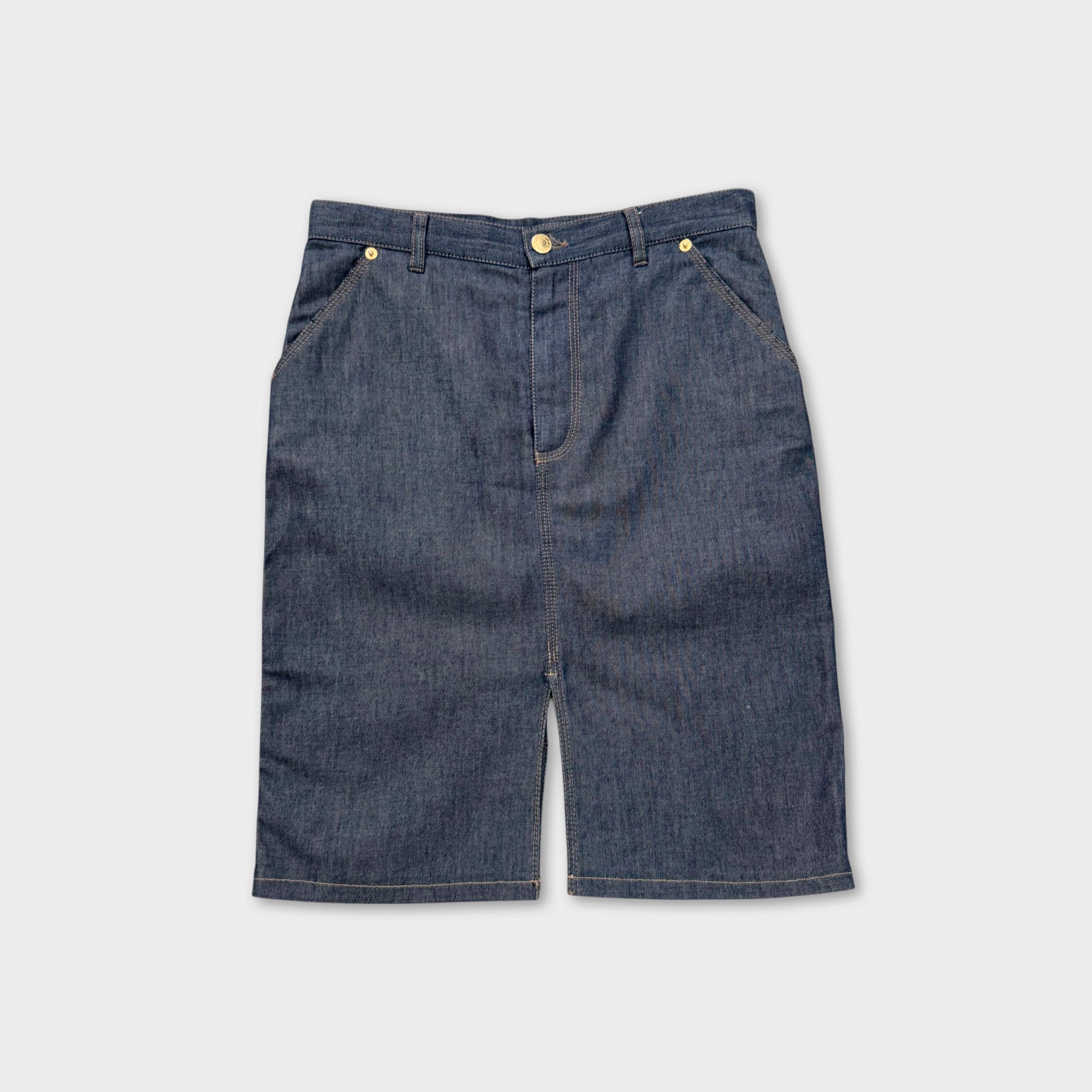 Gucci by Tom Ford High-Waisted Raw Indigo Denim Split Skirt
