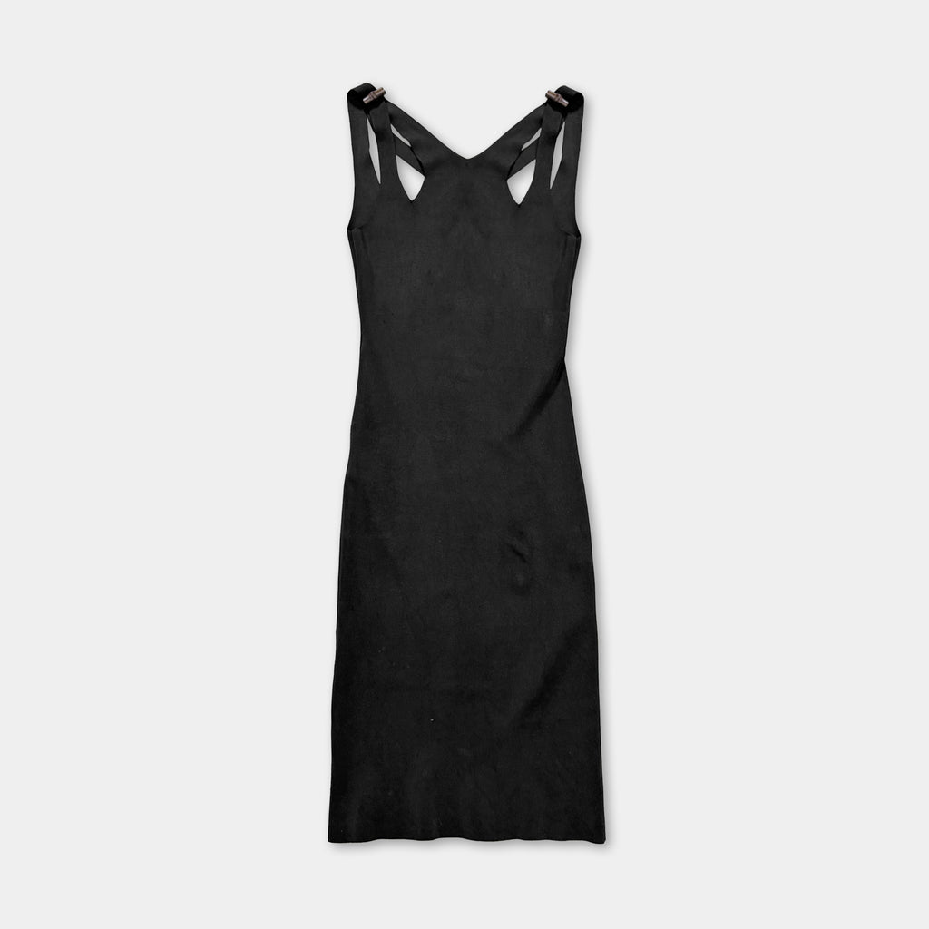 Gucci by Tom Ford 90s Black Knit Bamboo Shoulder Dress