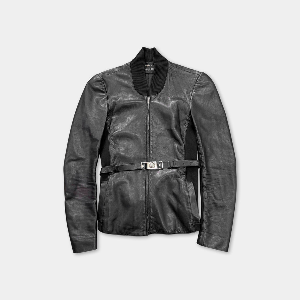 Gucci 2014 Frida Giannini Belted Leather Jacket