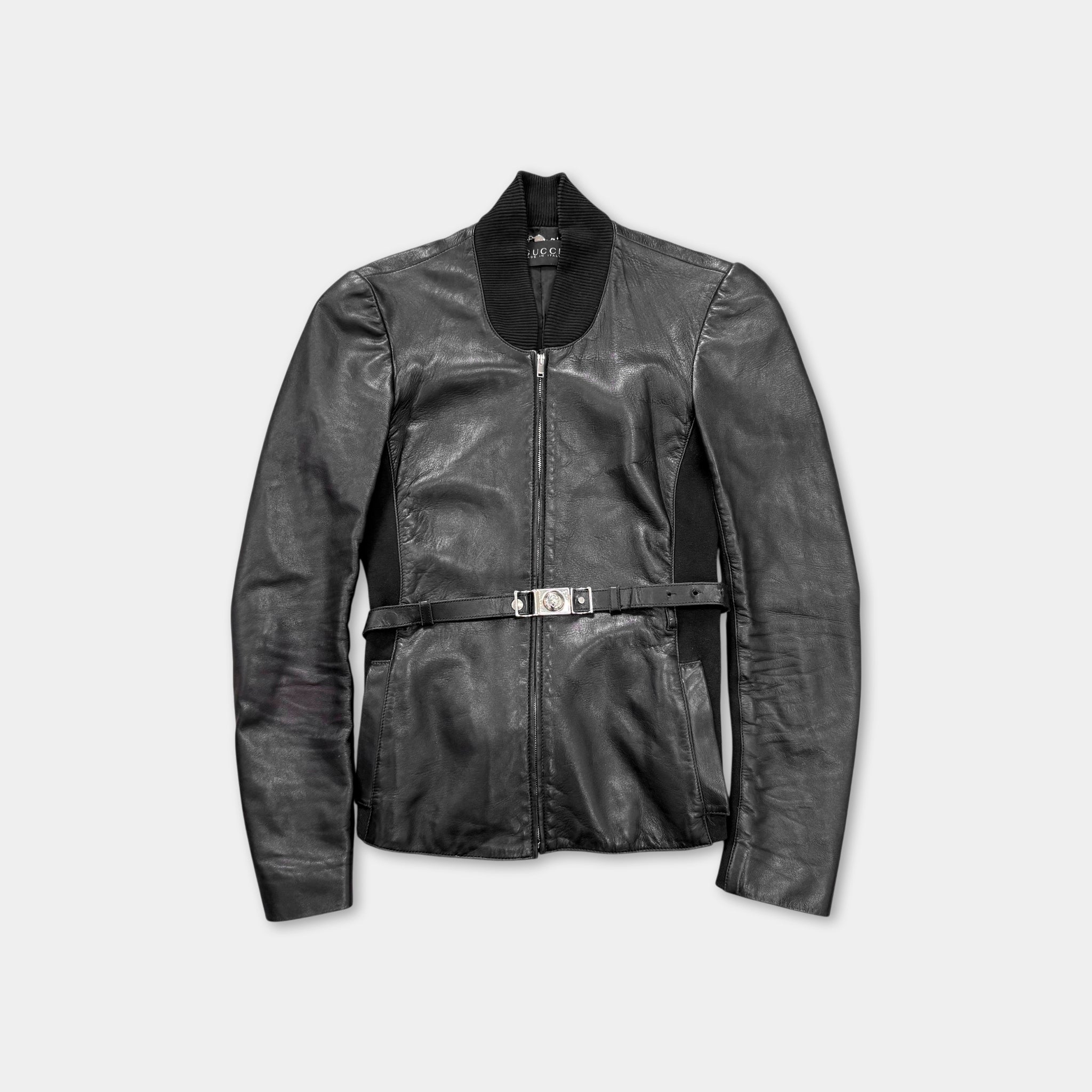Gucci 2014 Frida Giannini Belted Leather Jacket