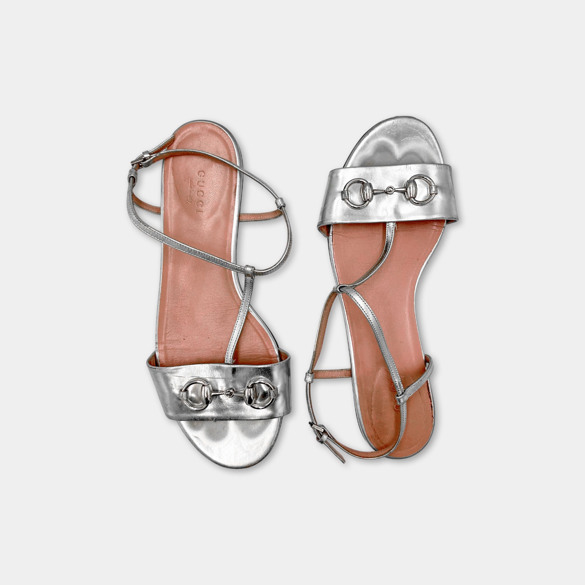 Gucci Horsebit Silver Sandals