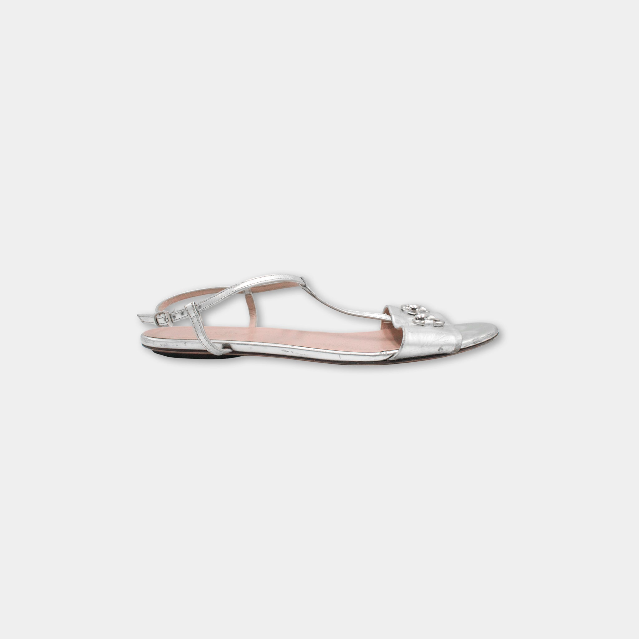 Gucci Horsebit Silver Sandals
