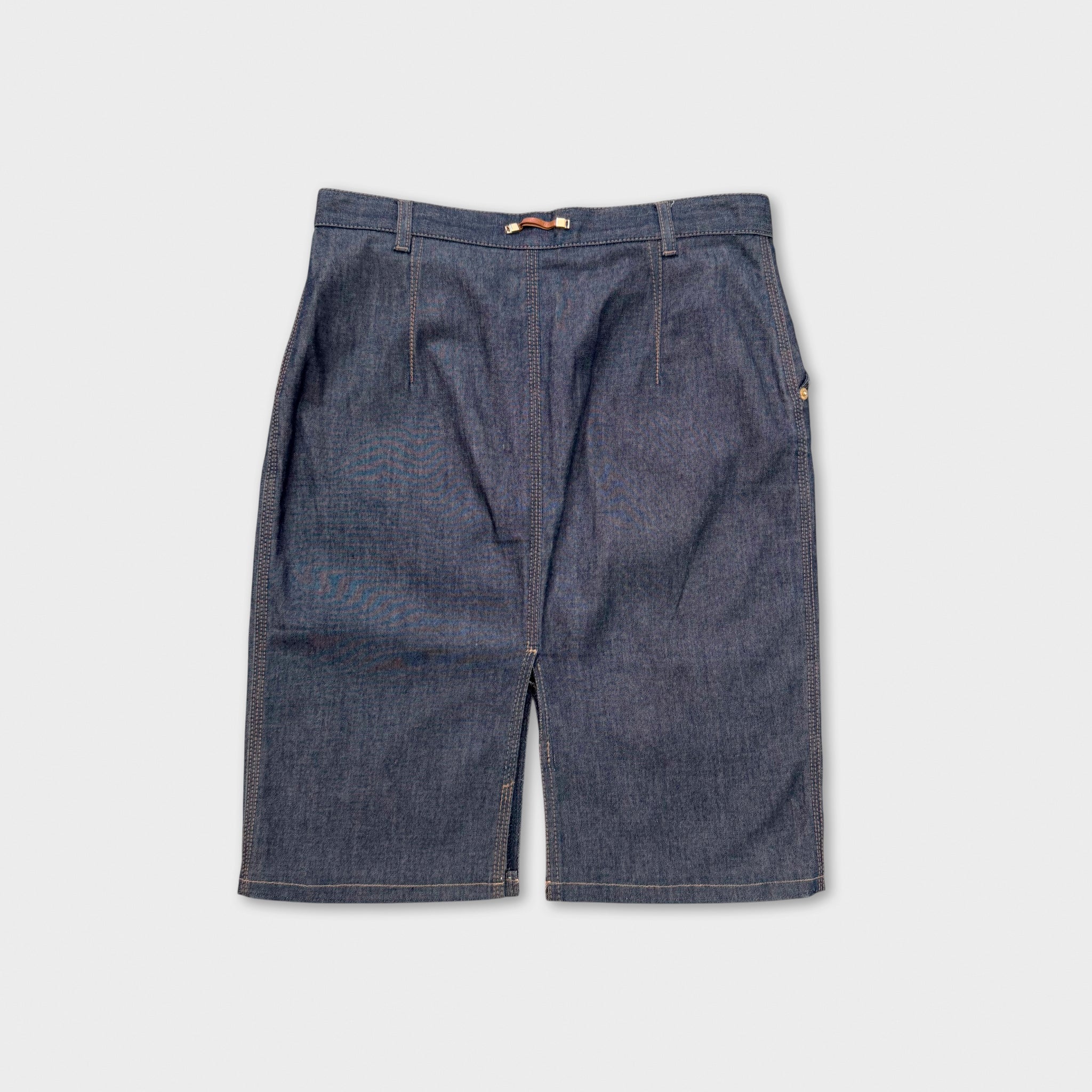 Gucci by Tom Ford High-Waisted Raw Indigo Denim Split Skirt