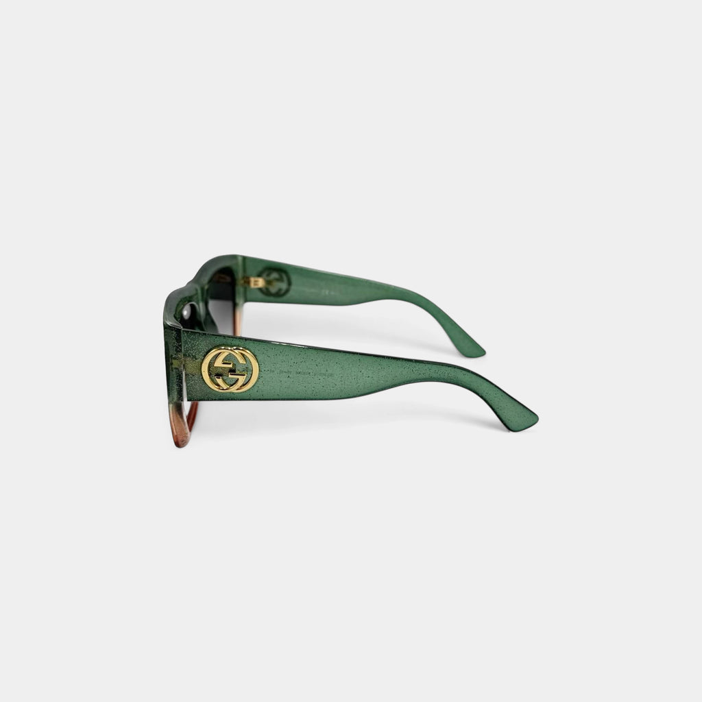 Gucci 2020 Glitter Gradient Interlocking GG Square Sunglasses