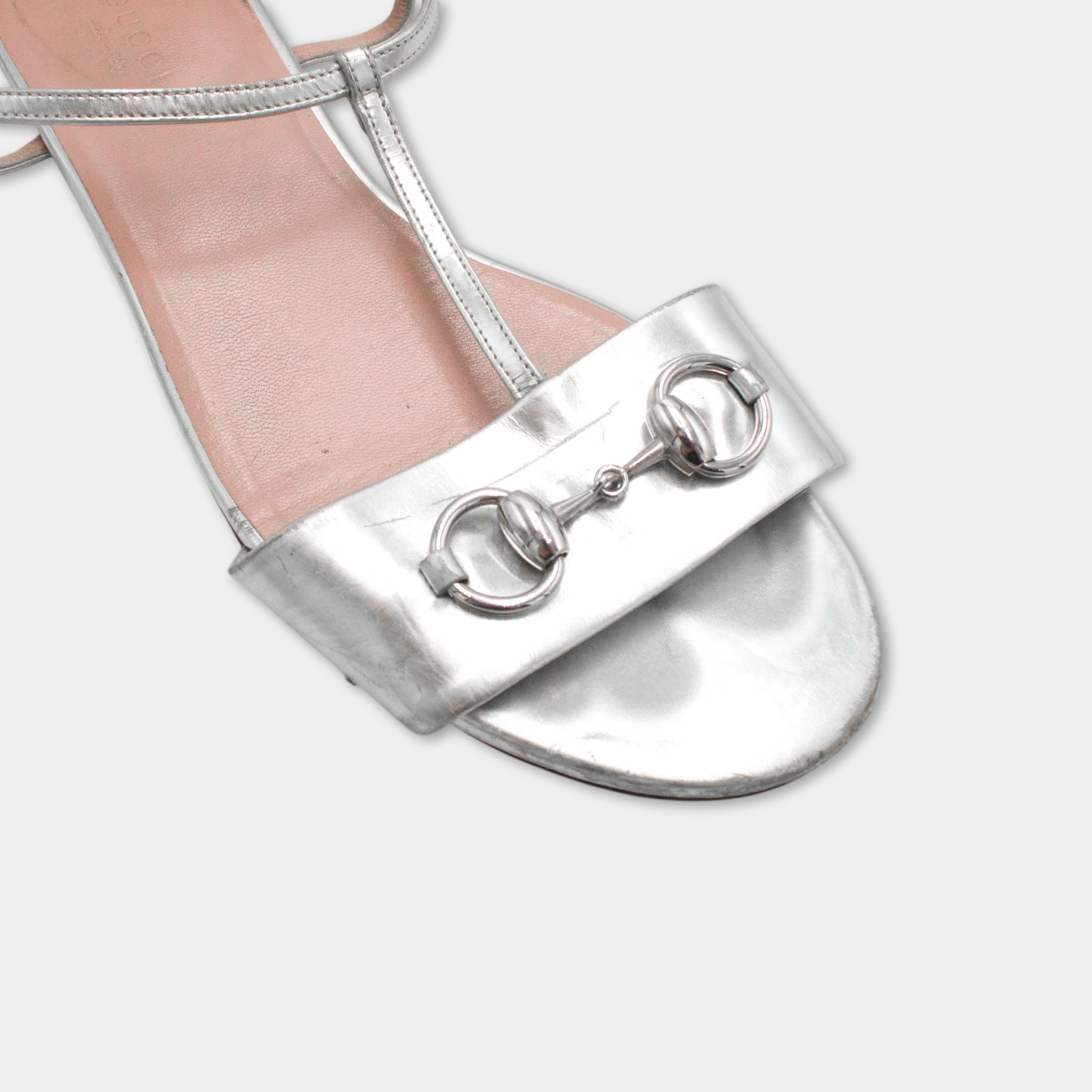Gucci Horsebit Silver Sandals