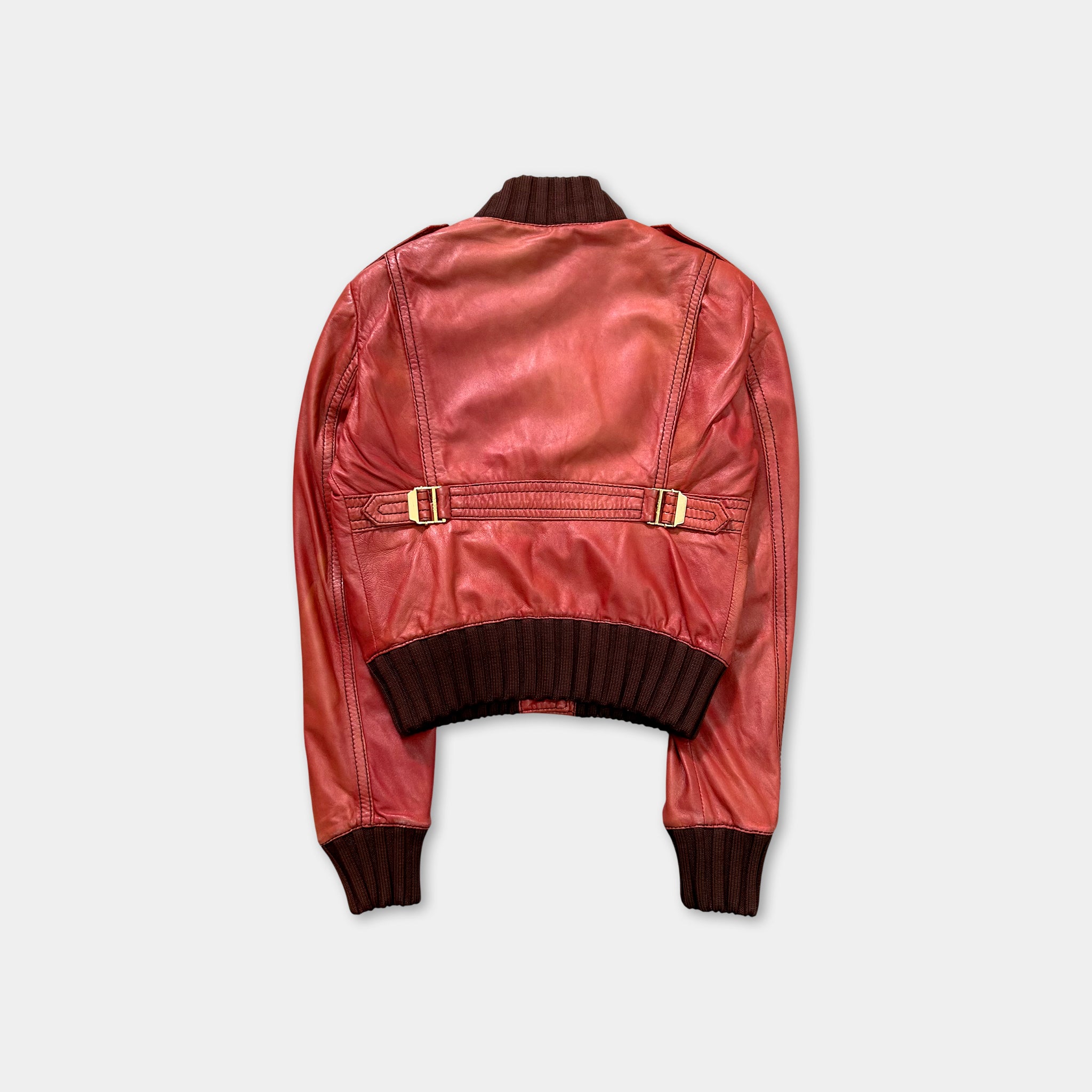 Gucci Red Leather Bomber Jacket