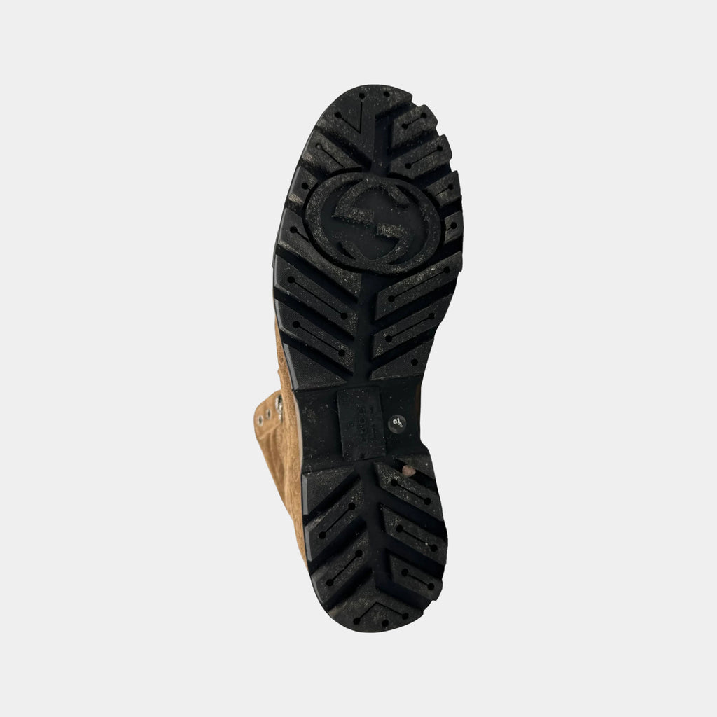 Gucci GG Guccissima Suede Shearling Hiking Winter Boots