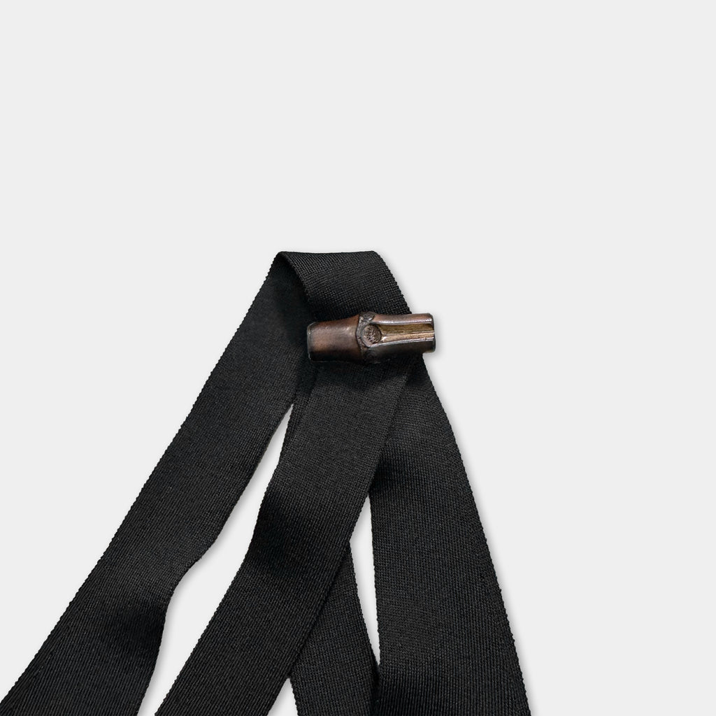 Gucci by Tom Ford 90s Black Knit Bamboo Shoulder Dress