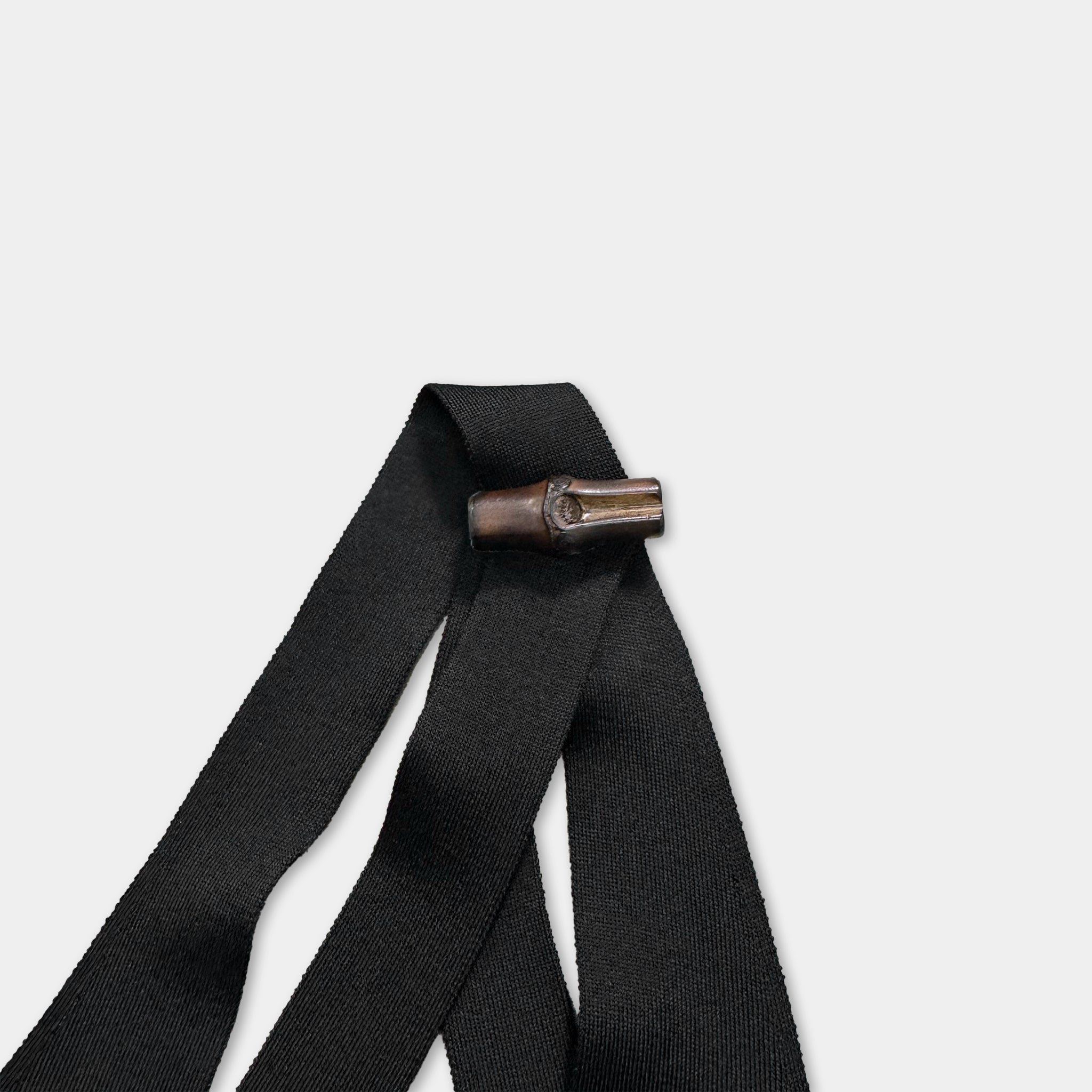 Gucci by Tom Ford 90s Black Knit Bamboo Shoulder Dress