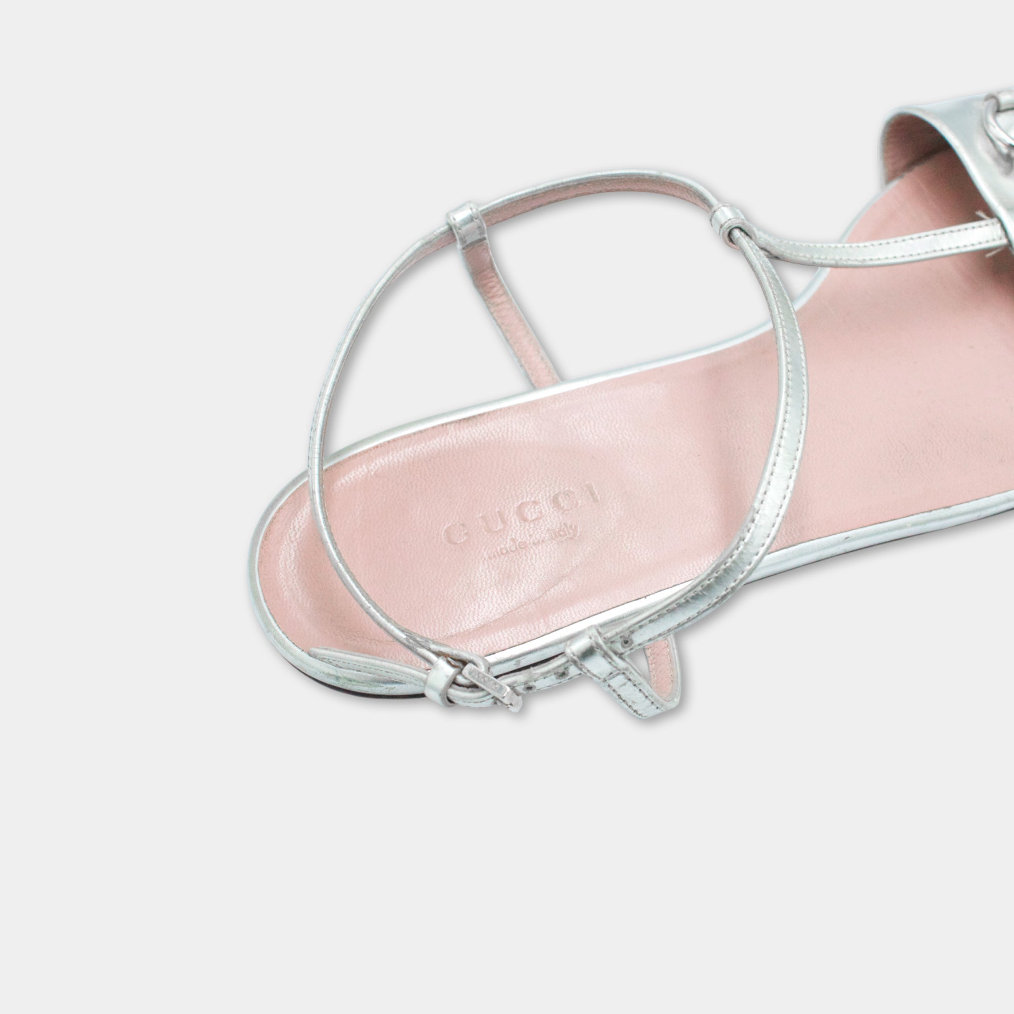 Gucci Horsebit Silver Sandals