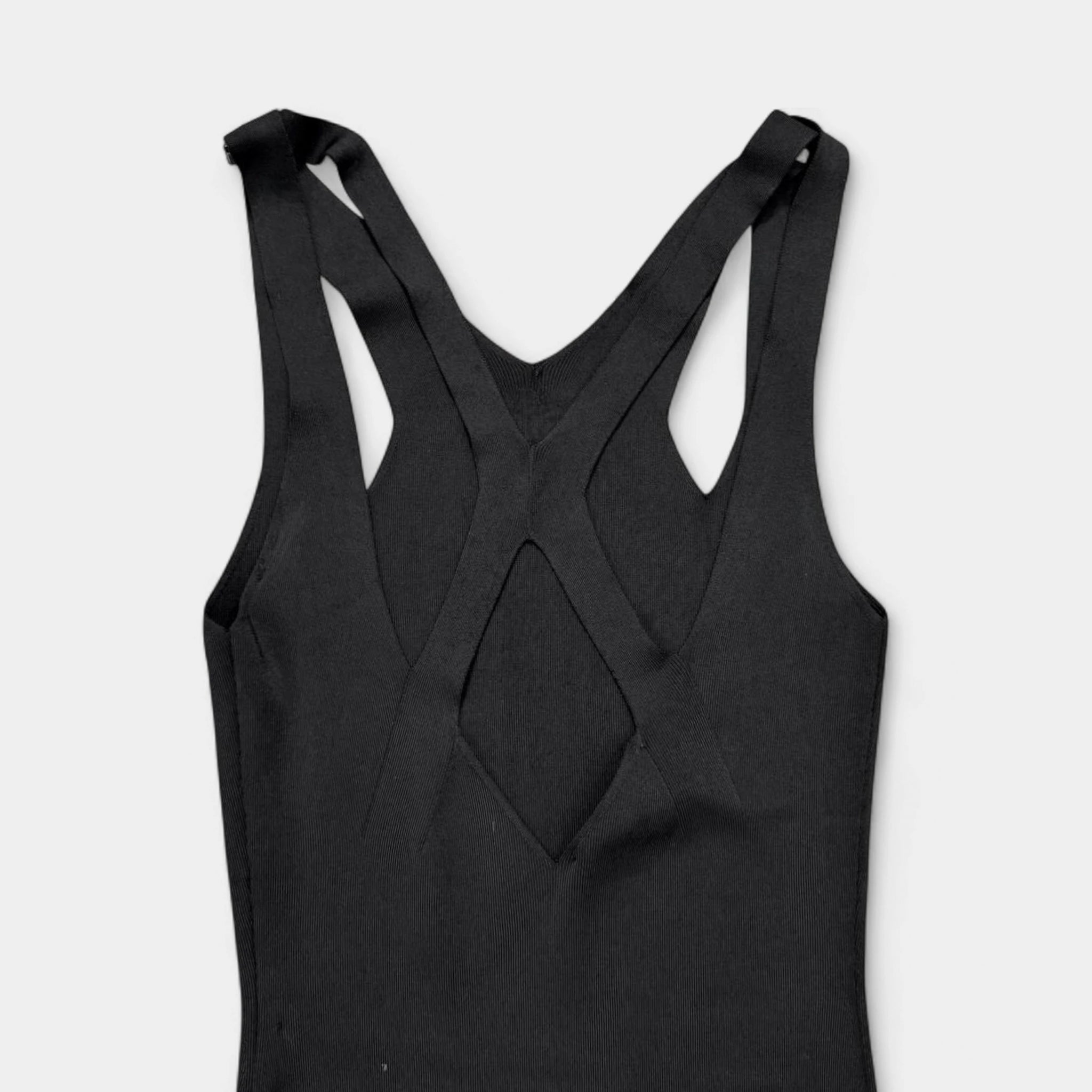 Gucci by Tom Ford 90s Black Knit Bamboo Shoulder Dress