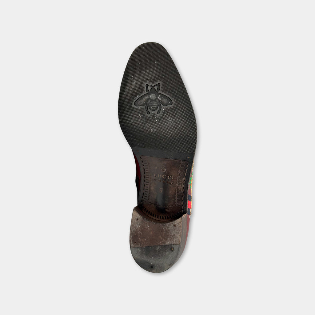 Gucci Dragon Embroidered Leather Ankle Boots SS2018