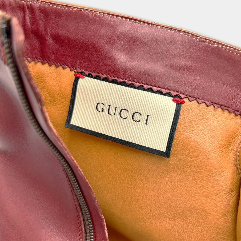 Gucci Dragon Embroidered Leather Ankle Boots SS2018