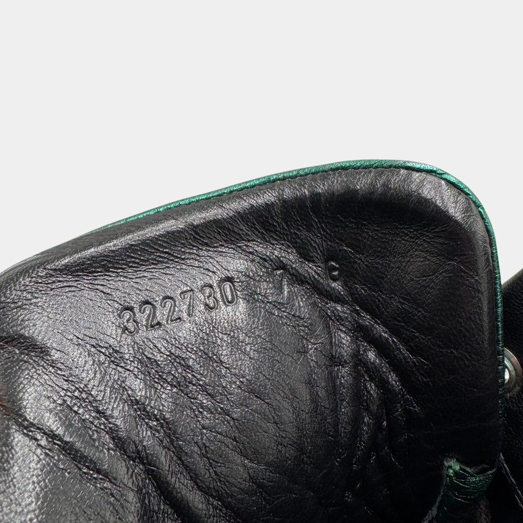 Gucci Metallic Emerald Green Perforated Leather High-Top Sneakers