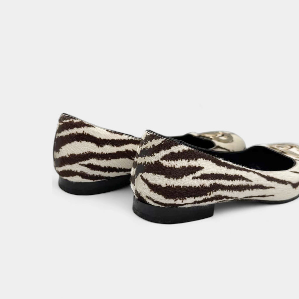 Gucci Zebra-Print Pony Hair Interlocking G Ballet Flats