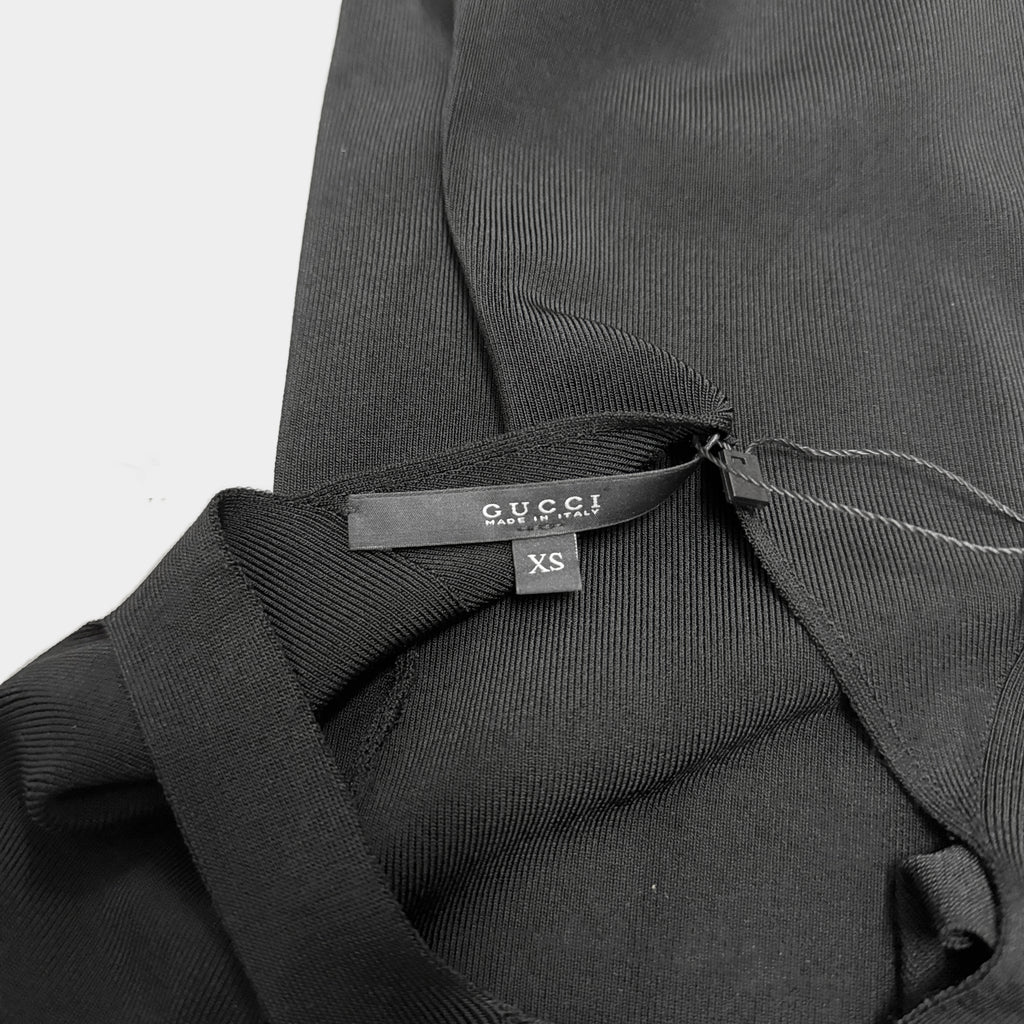Gucci by Tom Ford 90s Black Knit Bamboo Shoulder Dress