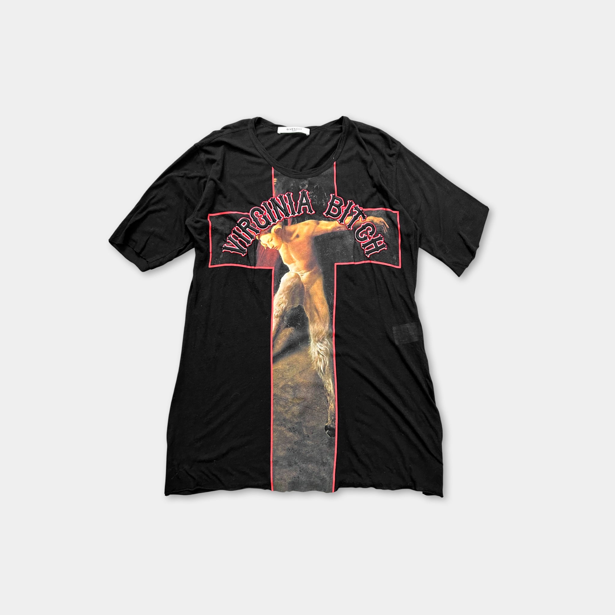 Givenchy "Virginia Bitch" Black Cross Appliqué T-Shirt