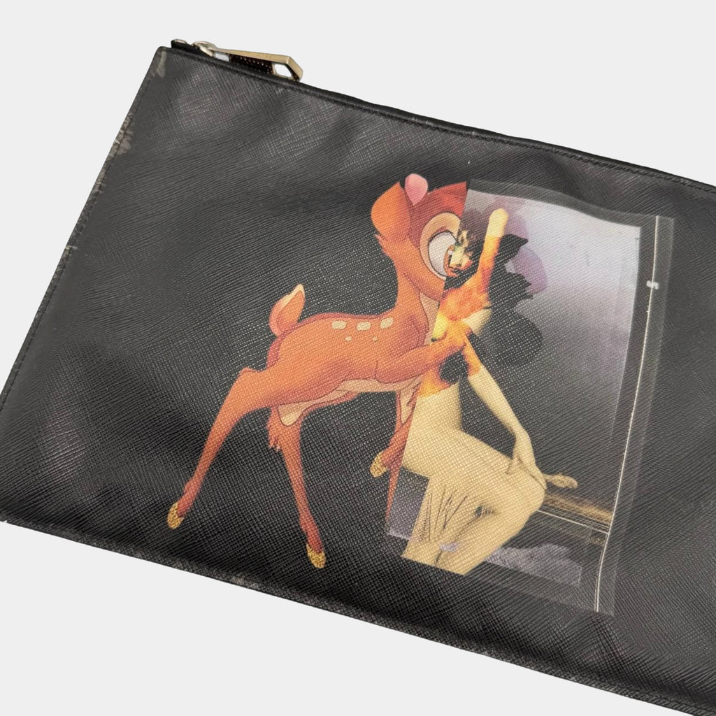 Givenchy by Riccardo Tisci 2013 Bambi Graphic Saffiano Zipper Pouch